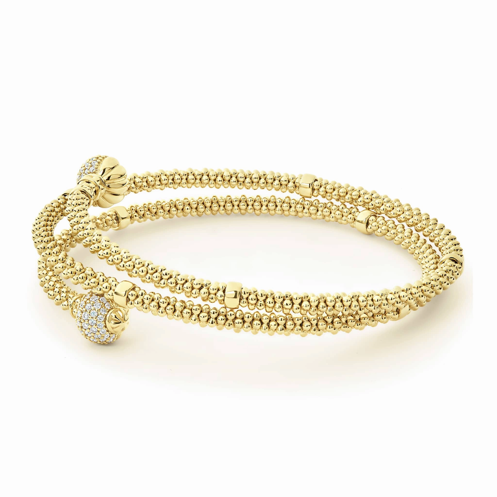 Caviar Gold Elevated 18K Gold Wrap Diamond Bracelet