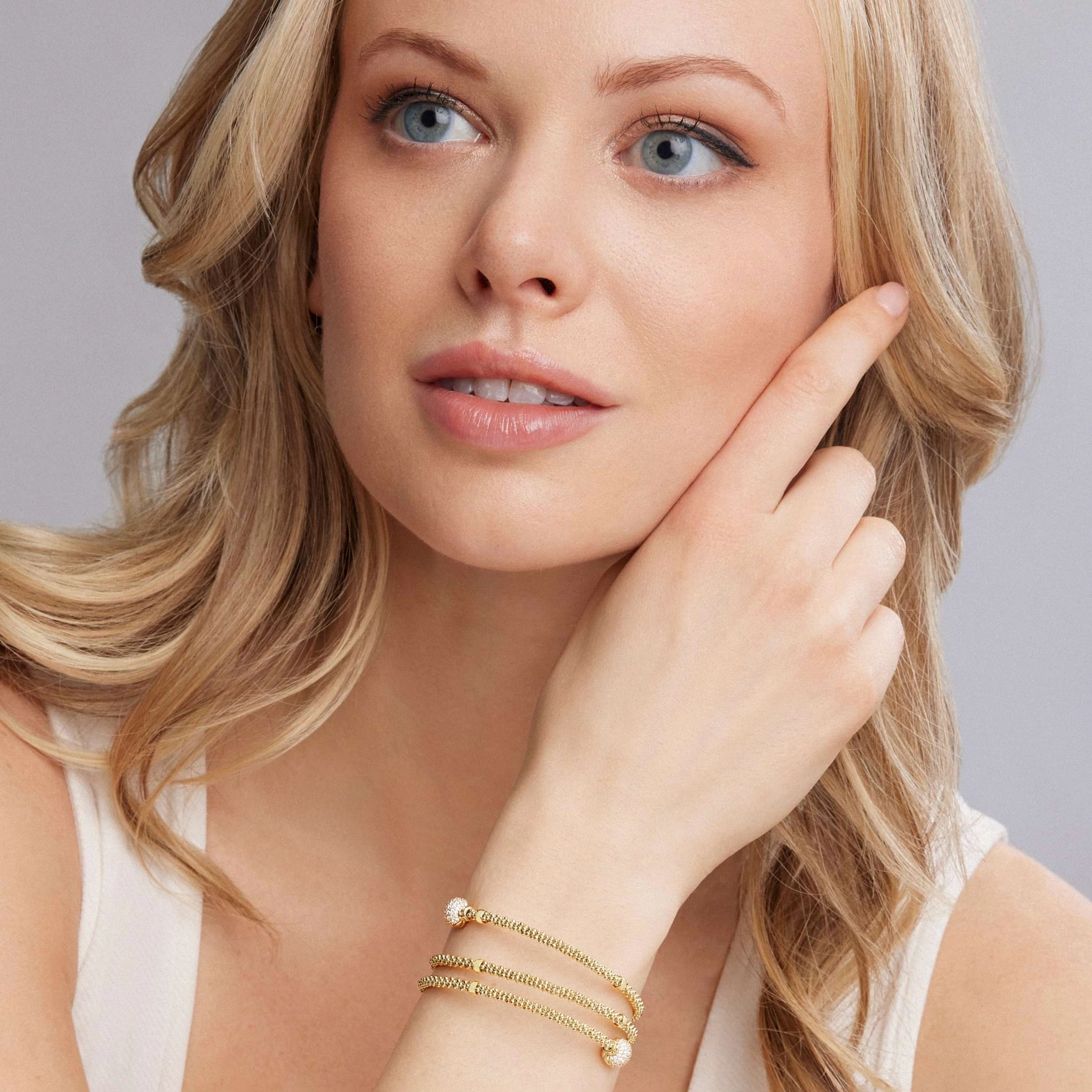 Caviar Gold Elevated 18K Gold Wrap Diamond Bracelet