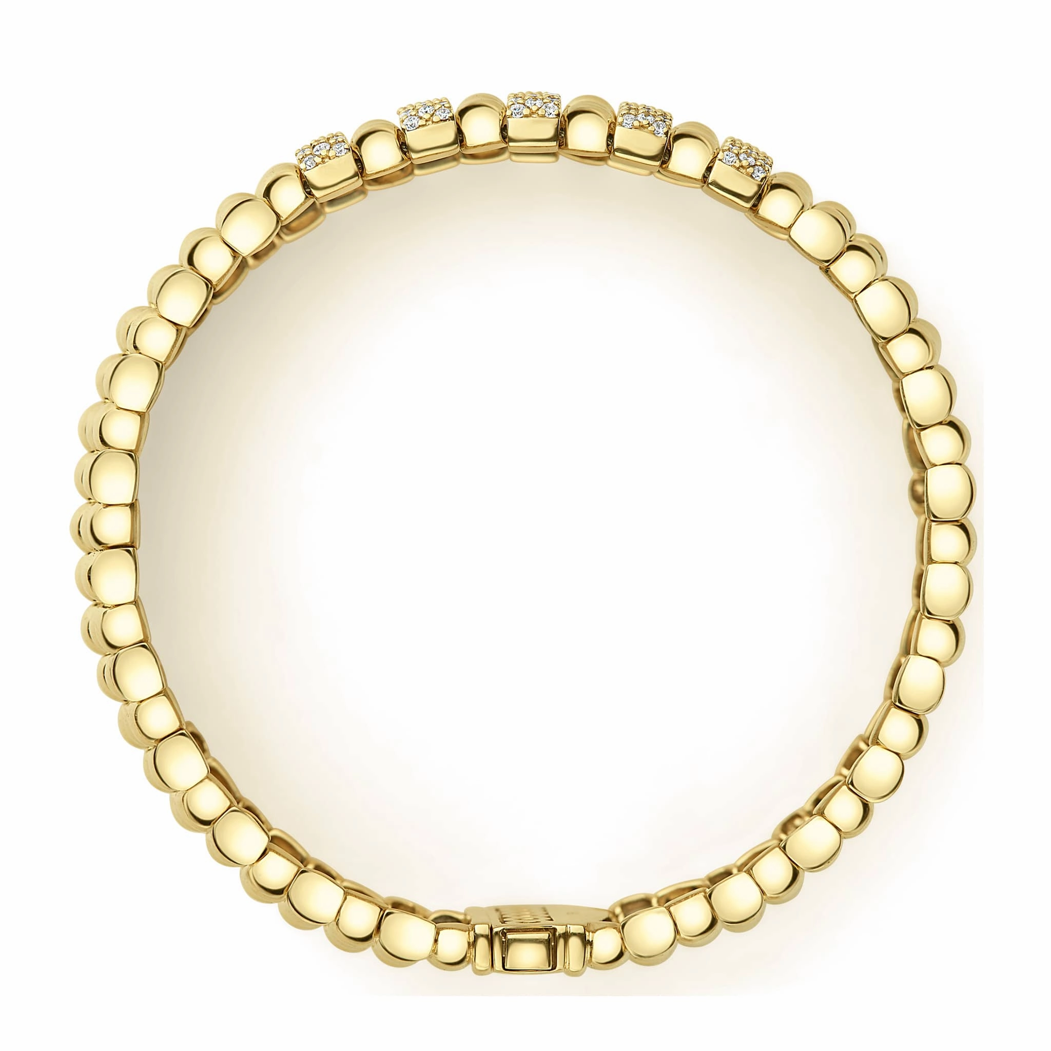 Caviar Gold Five Station 18K Gold Diamond Bracelet | 20mm