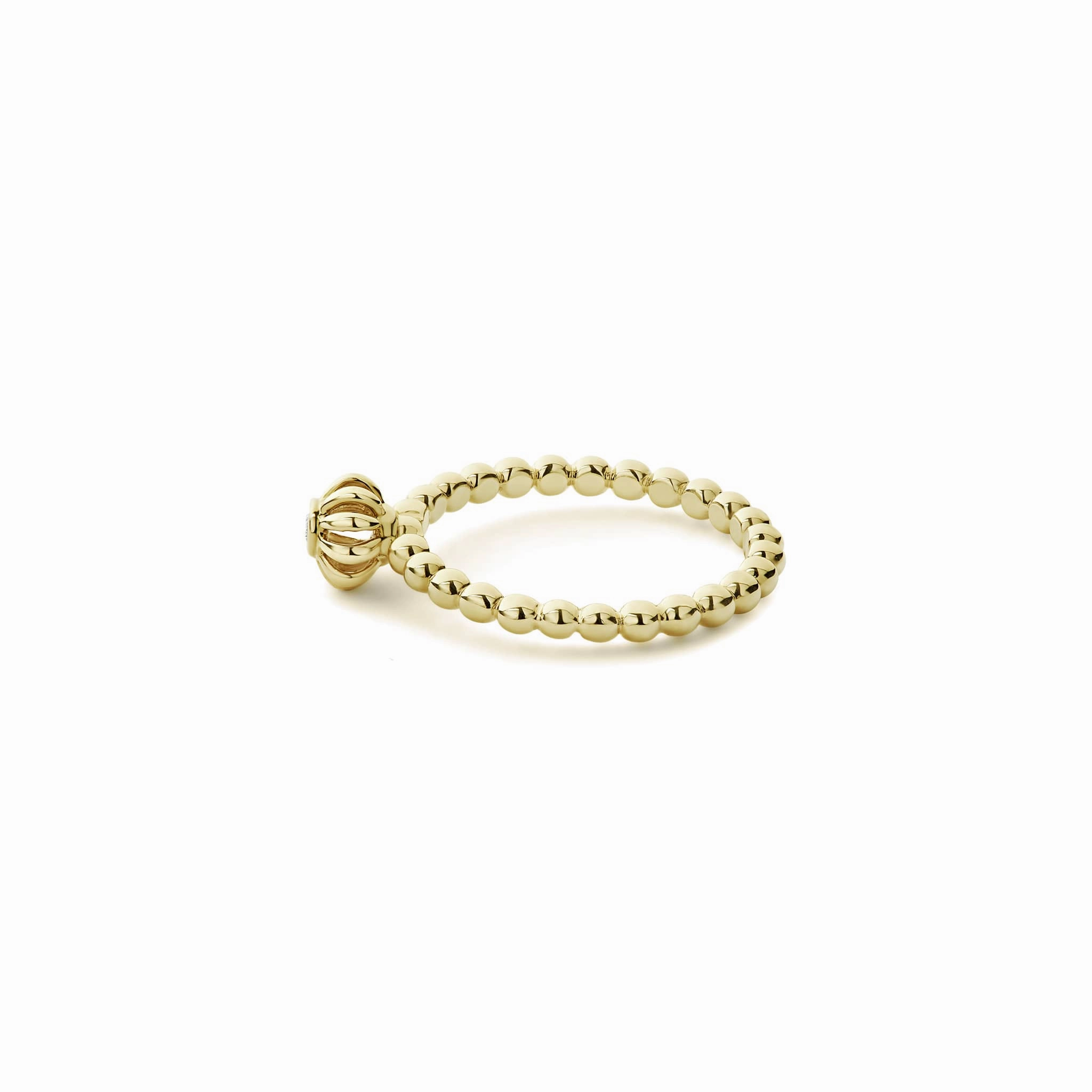 Caviar Gold Fluted Flower Diamond Ring