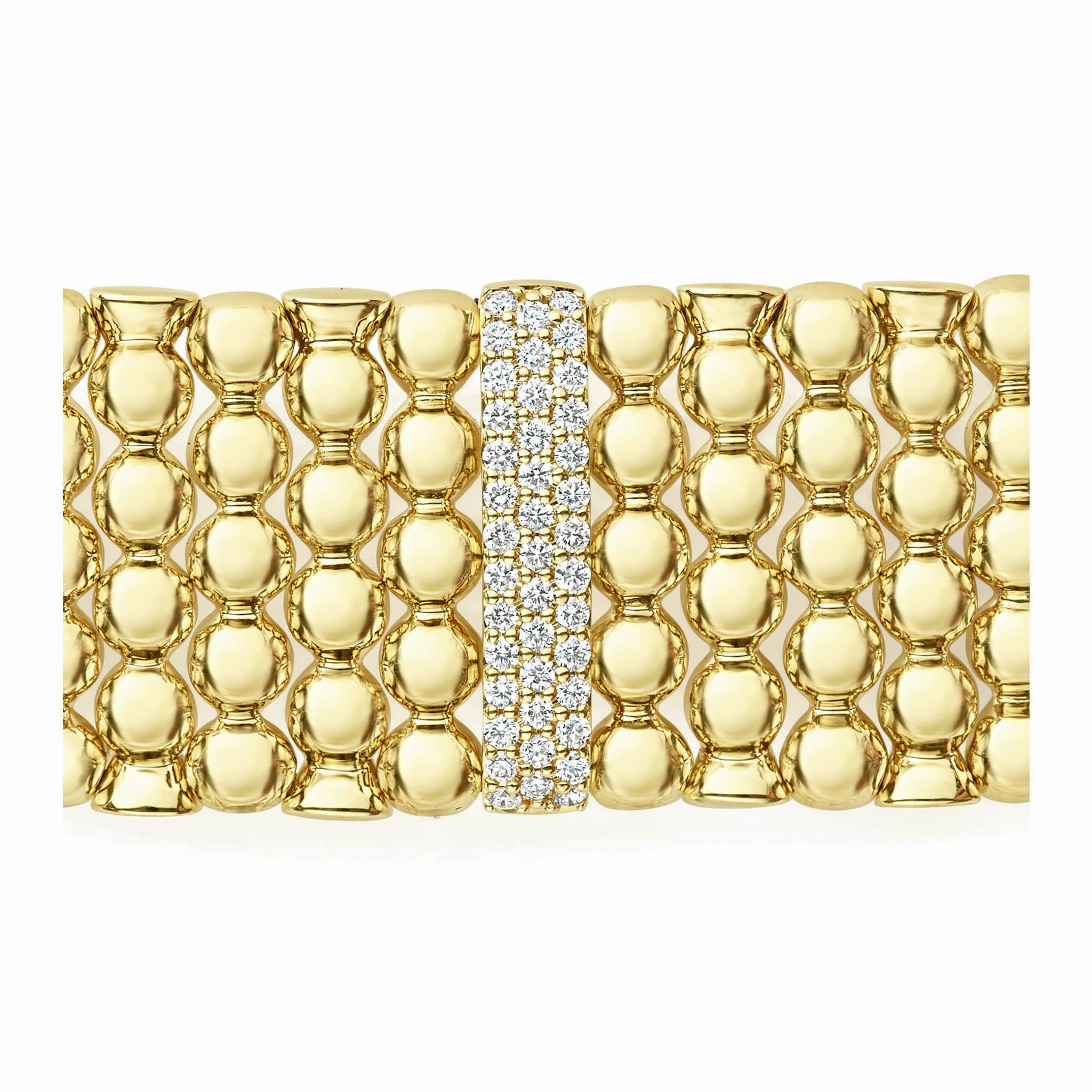 Caviar Gold Single Station 18K Gold Diamond Bracelet | 20mm