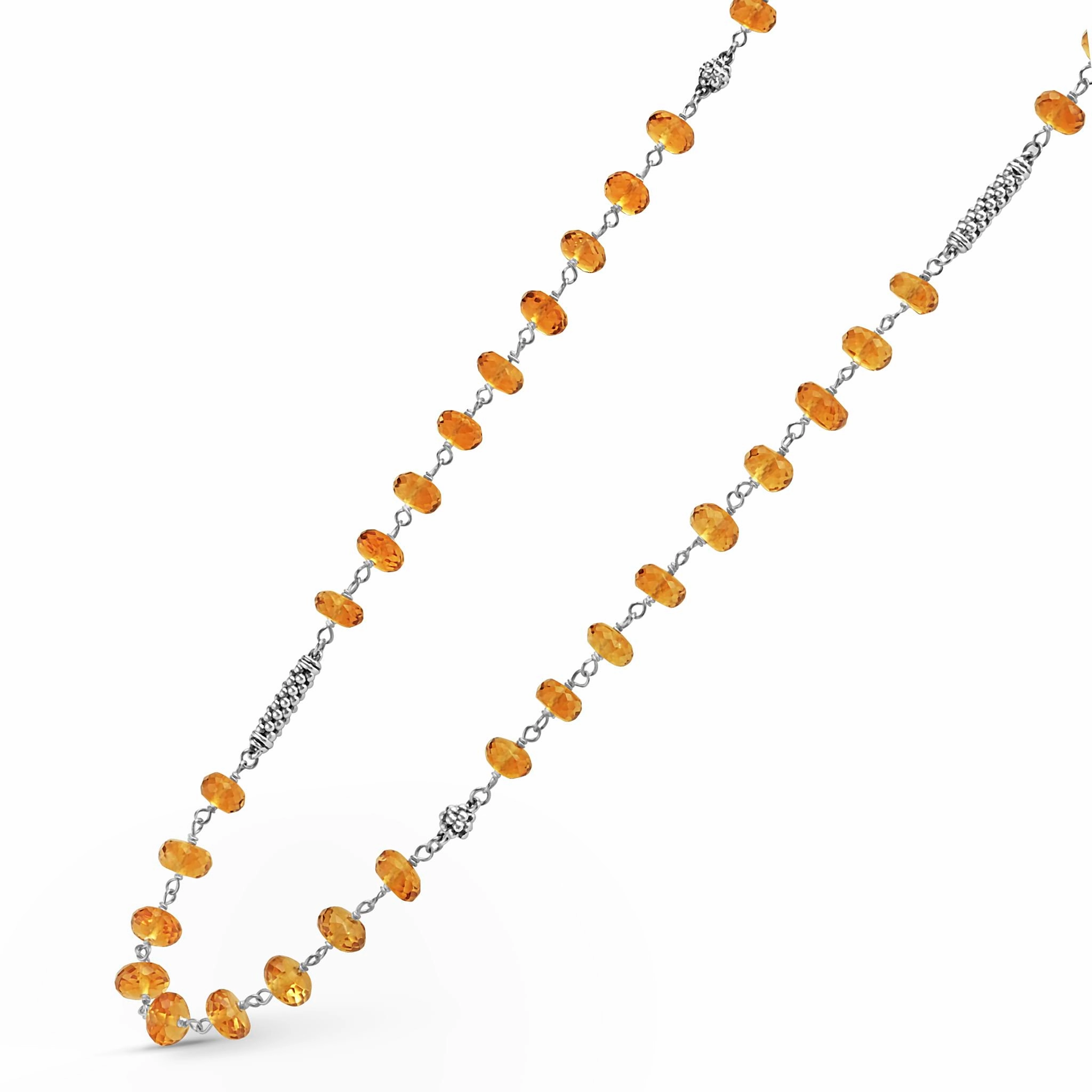 Caviar Icon Long Citrine Beaded Necklace