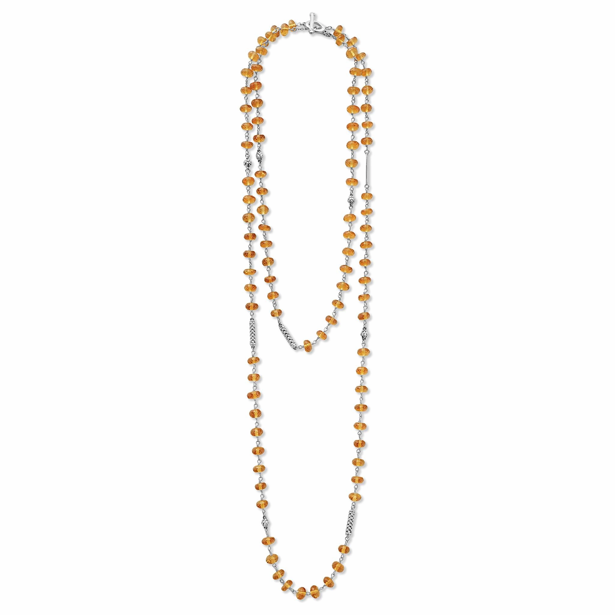 Caviar Icon Long Citrine Beaded Necklace