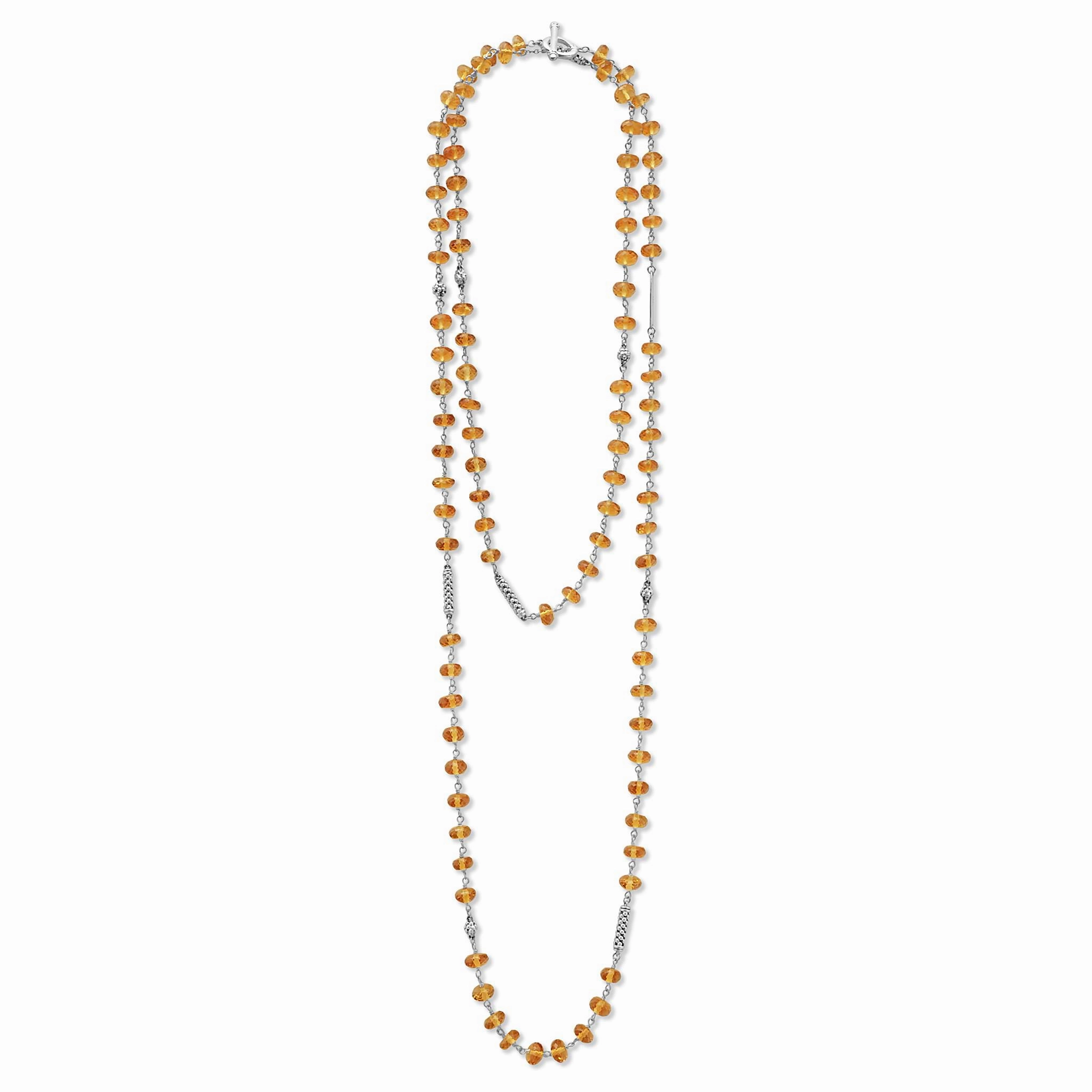 Caviar Icon Long Citrine Beaded Necklace