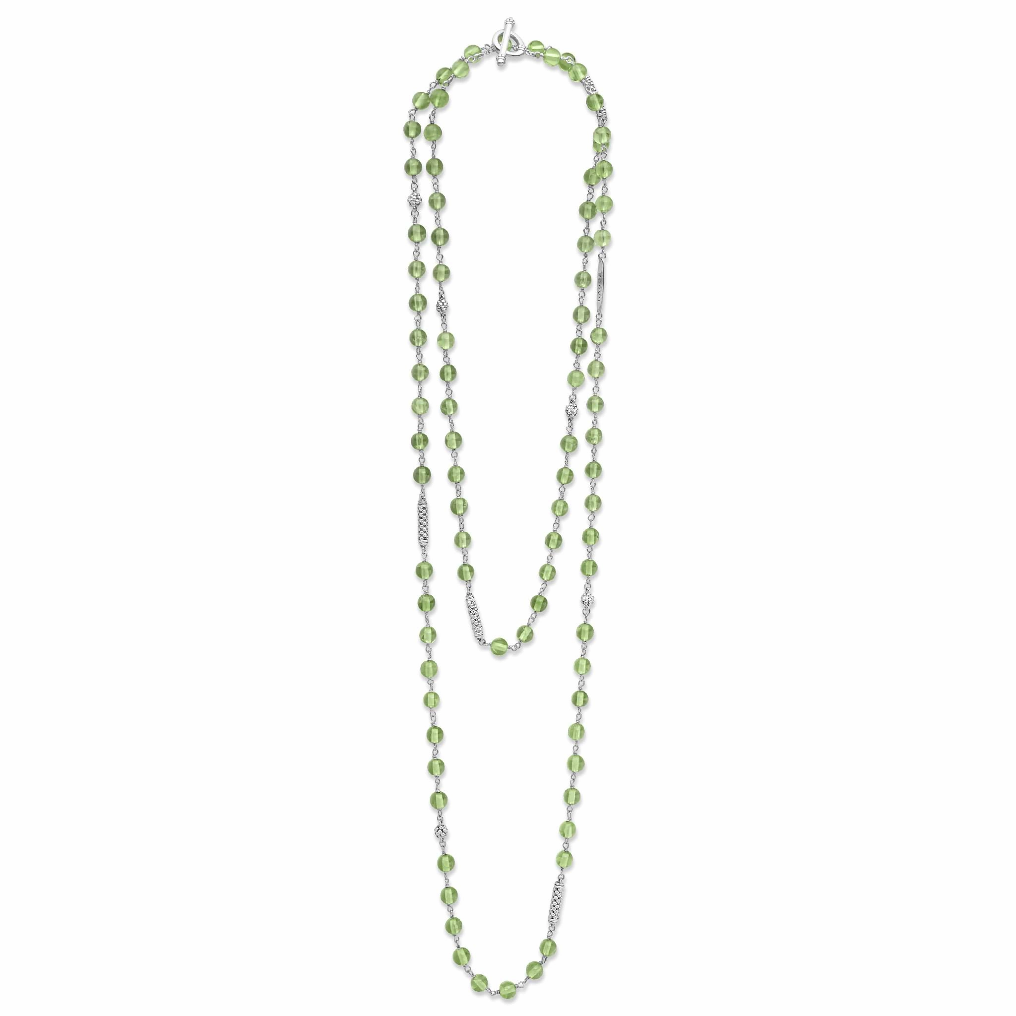 Caviar Icon Long Peridot Beaded Necklace