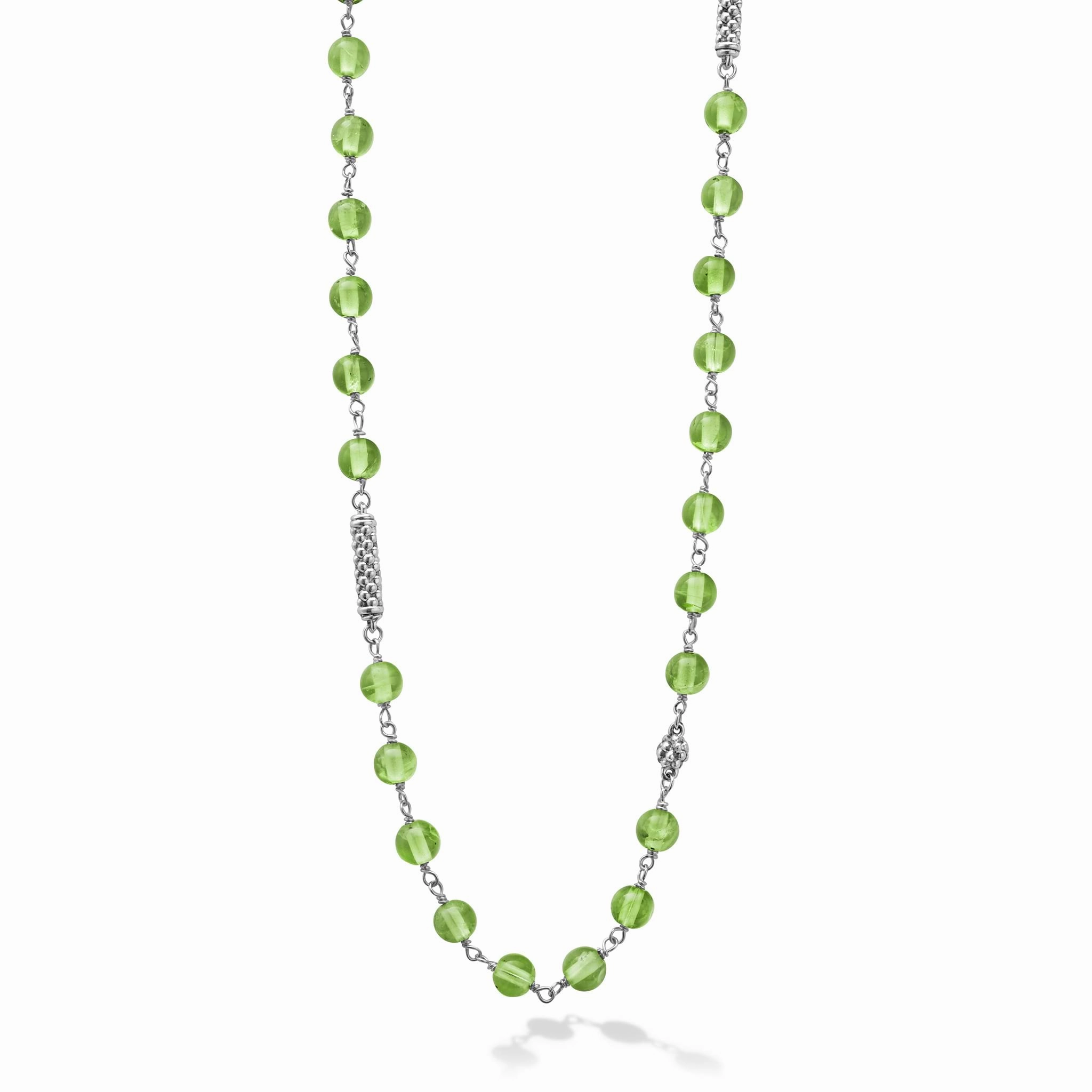 Caviar Icon Long Peridot Beaded Necklace