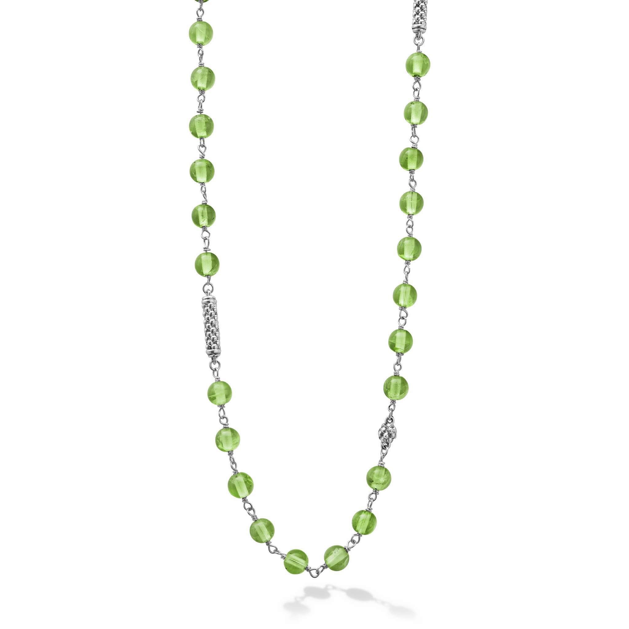 Caviar Icon Long Peridot Beaded Necklace
