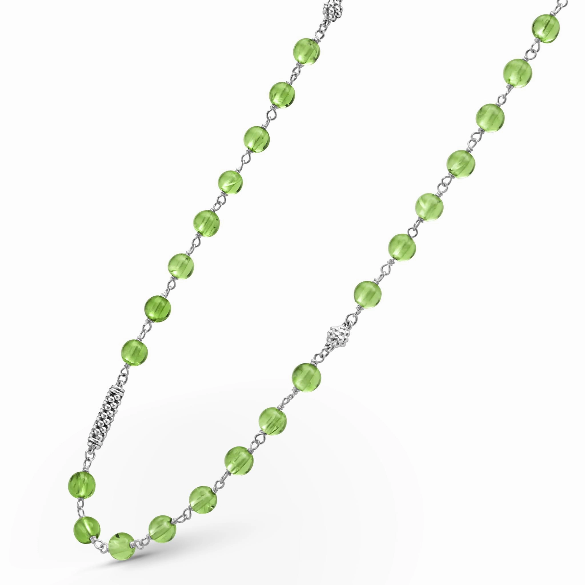 Caviar Icon Long Peridot Beaded Necklace