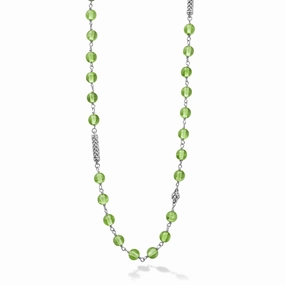 Caviar Icon Long Peridot Beaded Necklace