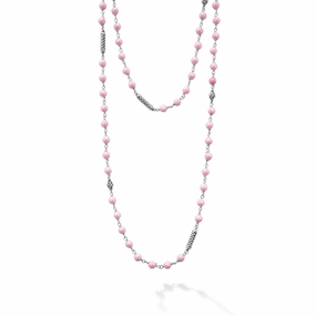 Caviar Icon Long Pink Ceramic Beaded Necklace