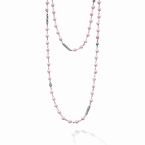 Caviar Icon Long Pink Ceramic Beaded Necklace
