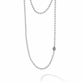 Caviar Icon Long Silver Caviar Beaded Necklace