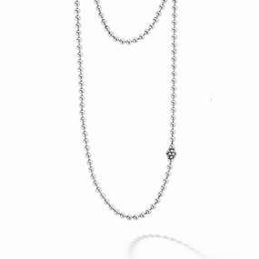 Caviar Icon Long Silver Caviar Beaded Necklace