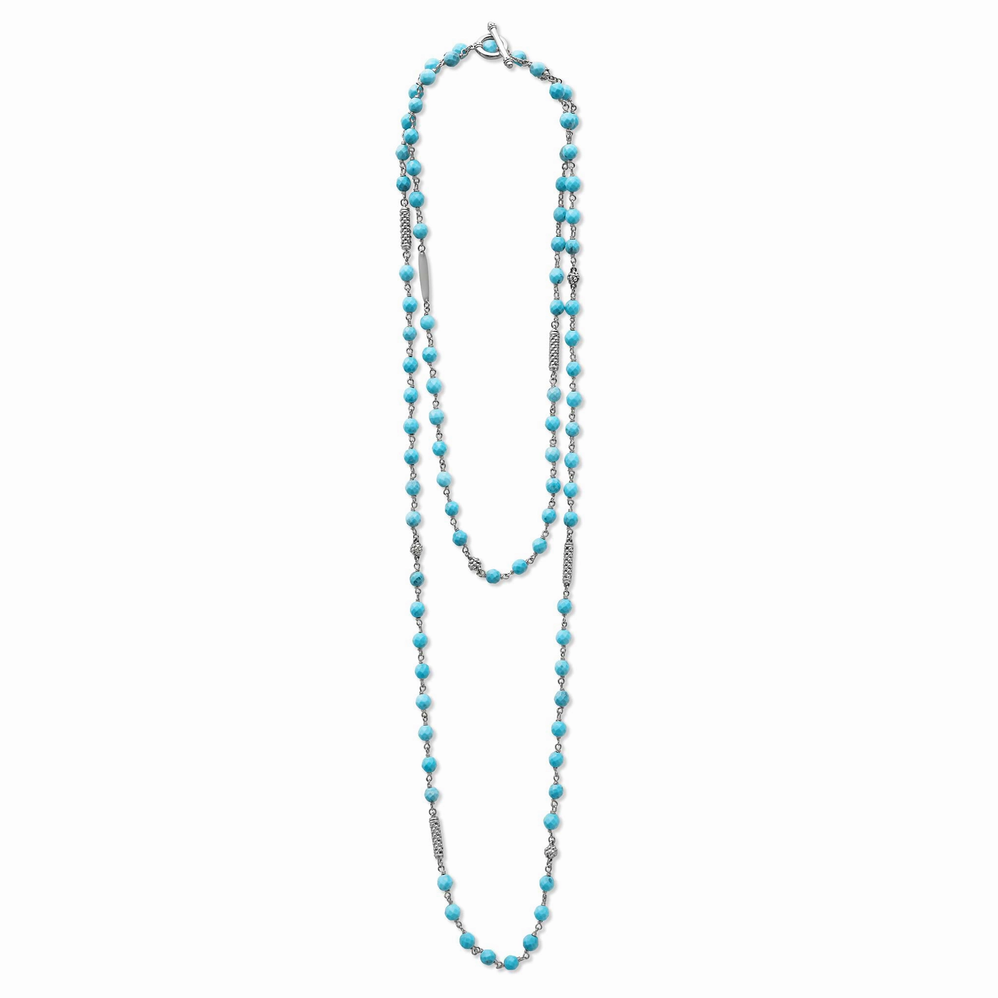Caviar Icon Long Turquoise Beaded Necklace
