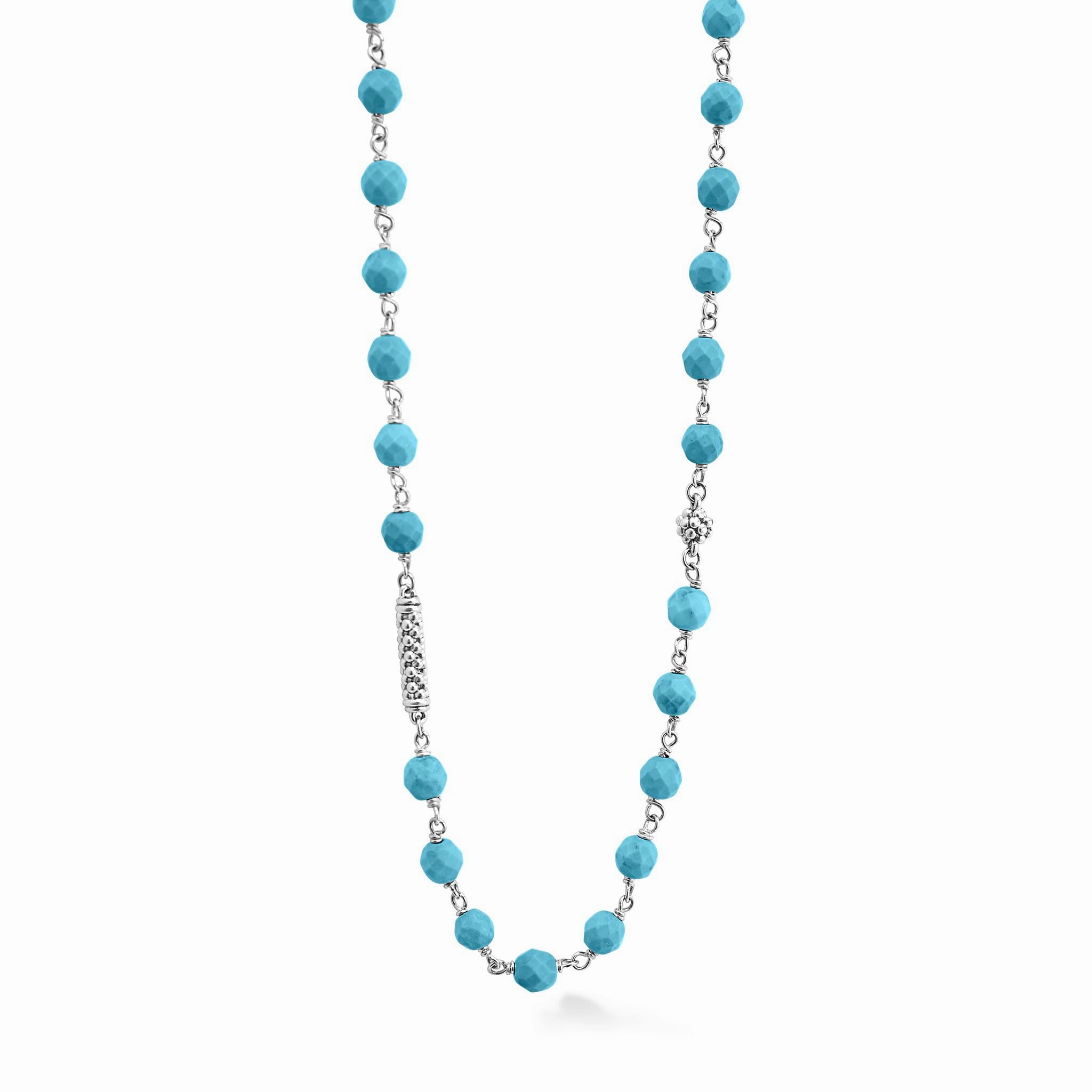 Caviar Icon Long Turquoise Beaded Necklace