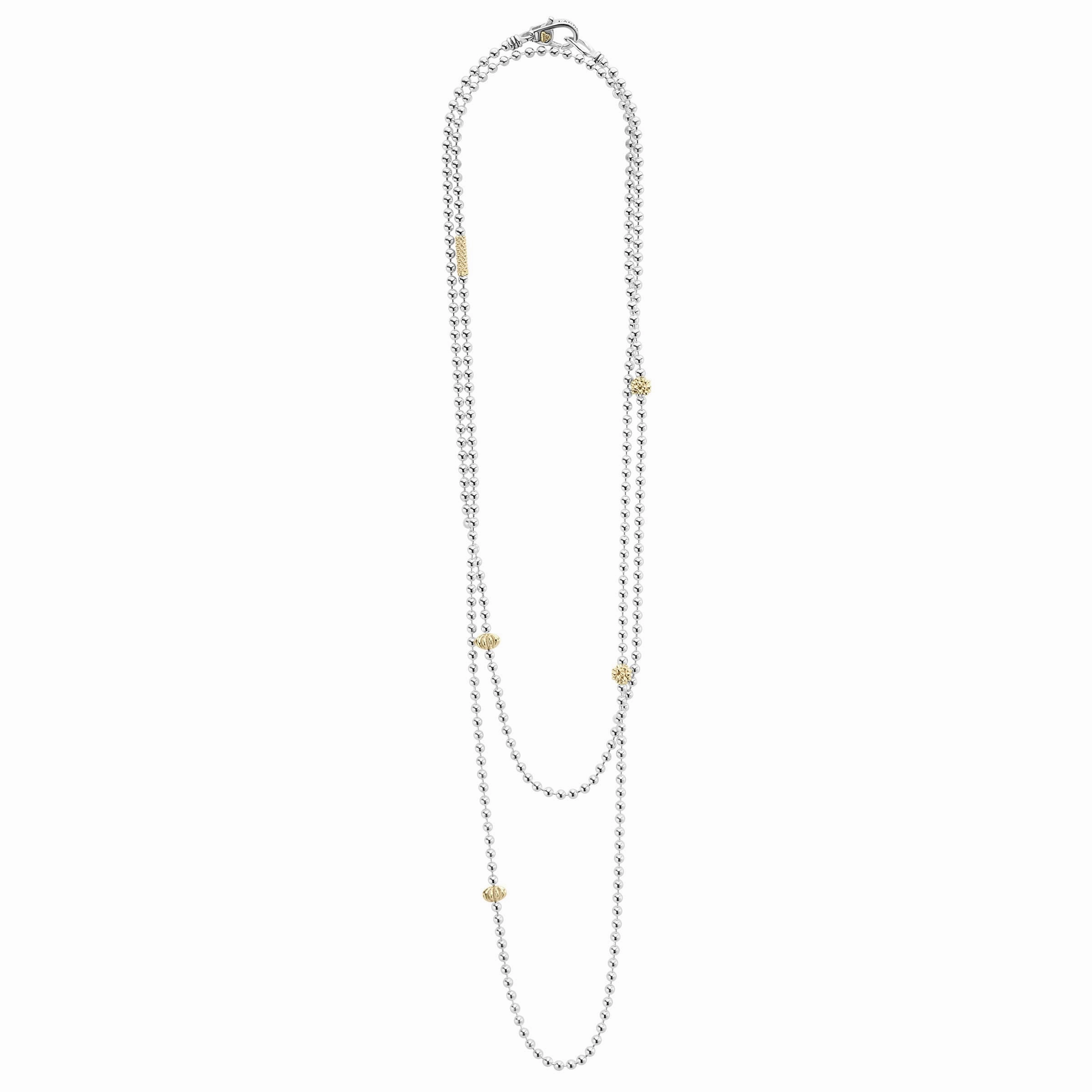 Caviar Icon Long Two-Tone Caviar Beaded Necklace
