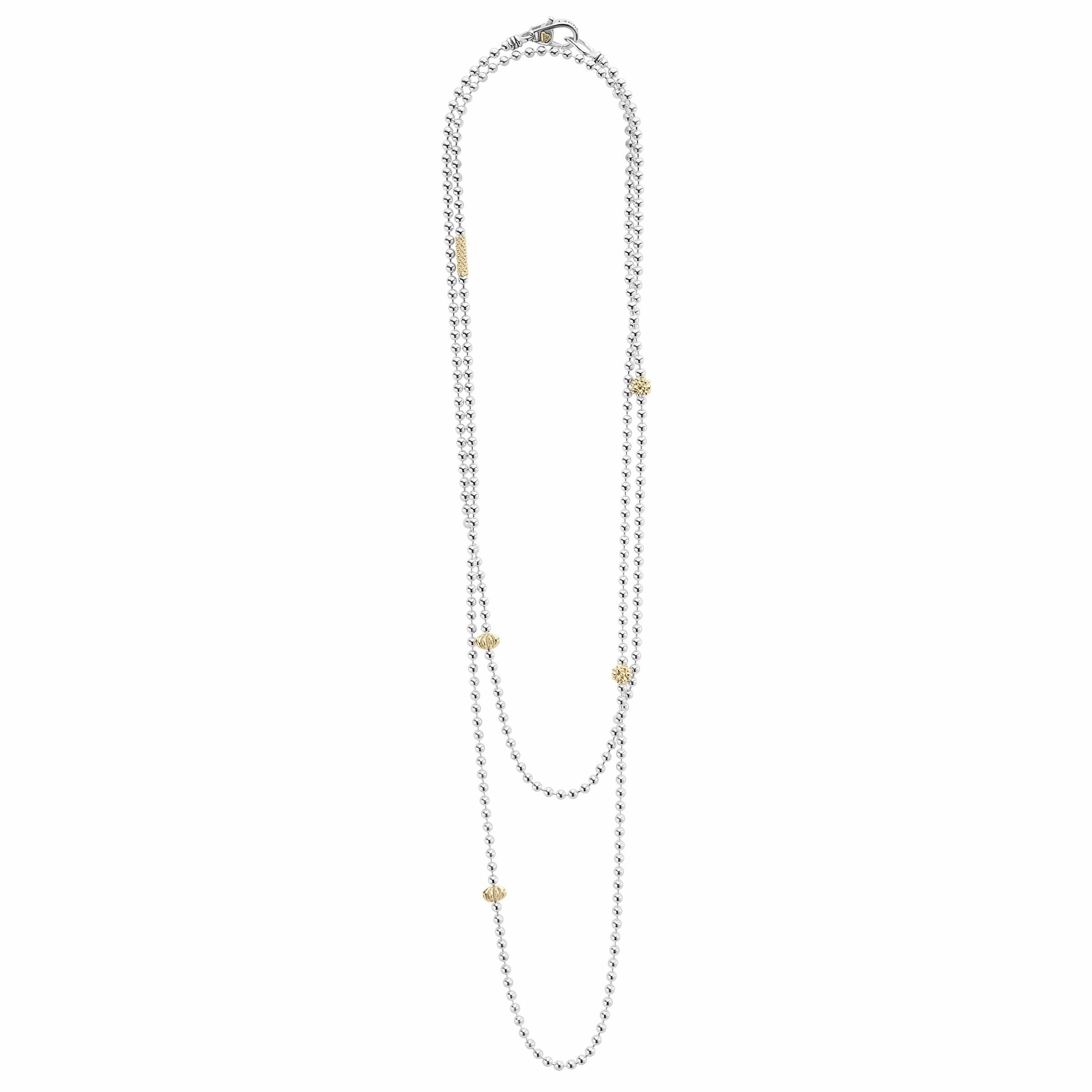 Caviar Icon Long Two-Tone Caviar Beaded Necklace