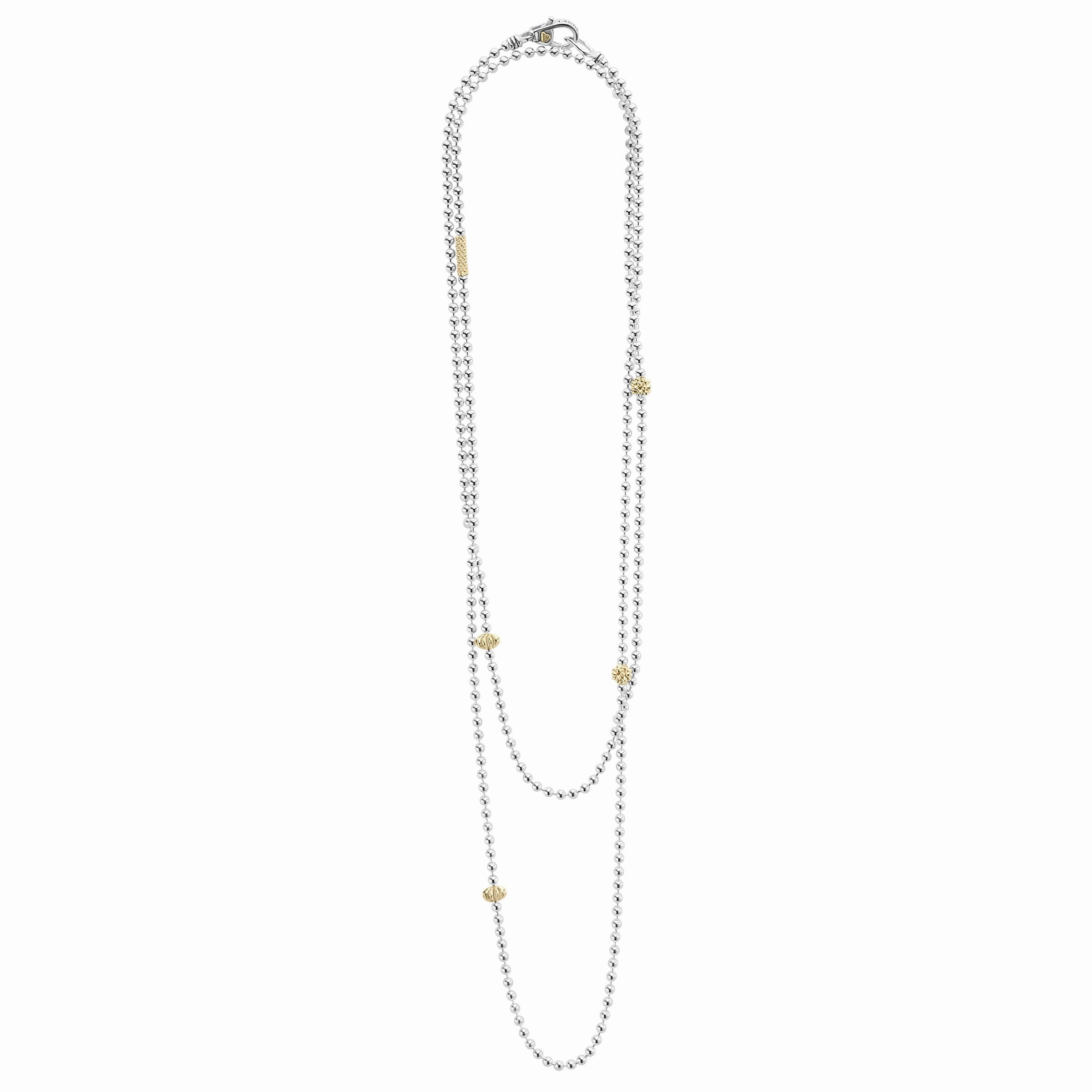 Caviar Icon Long Two-Tone Caviar Beaded Necklace