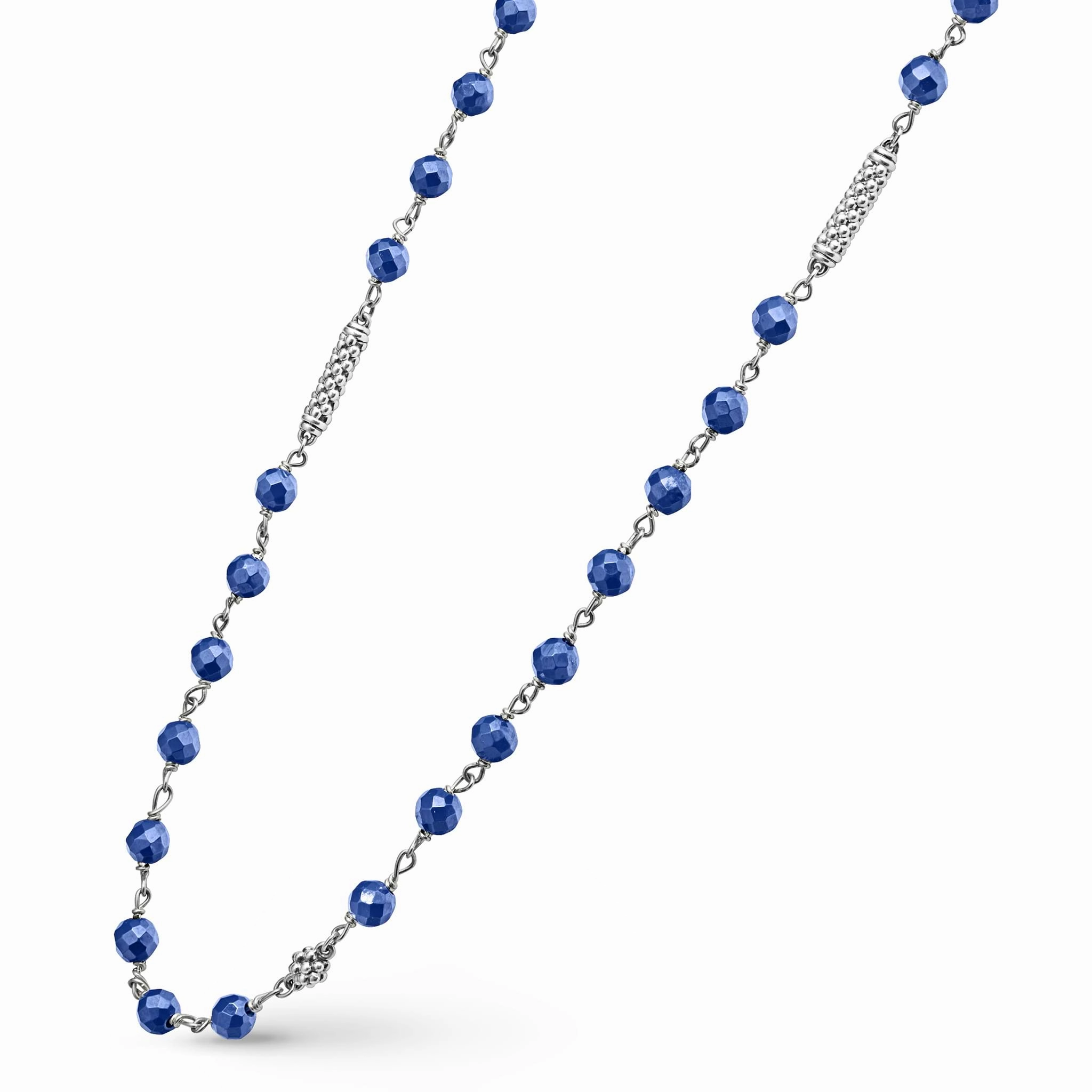 Caviar Icon Long Ultramarine Ceramic Beaded Necklace