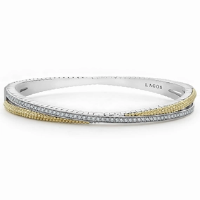 Caviar Lux 18K Gold Caviar and Diamond Bangle