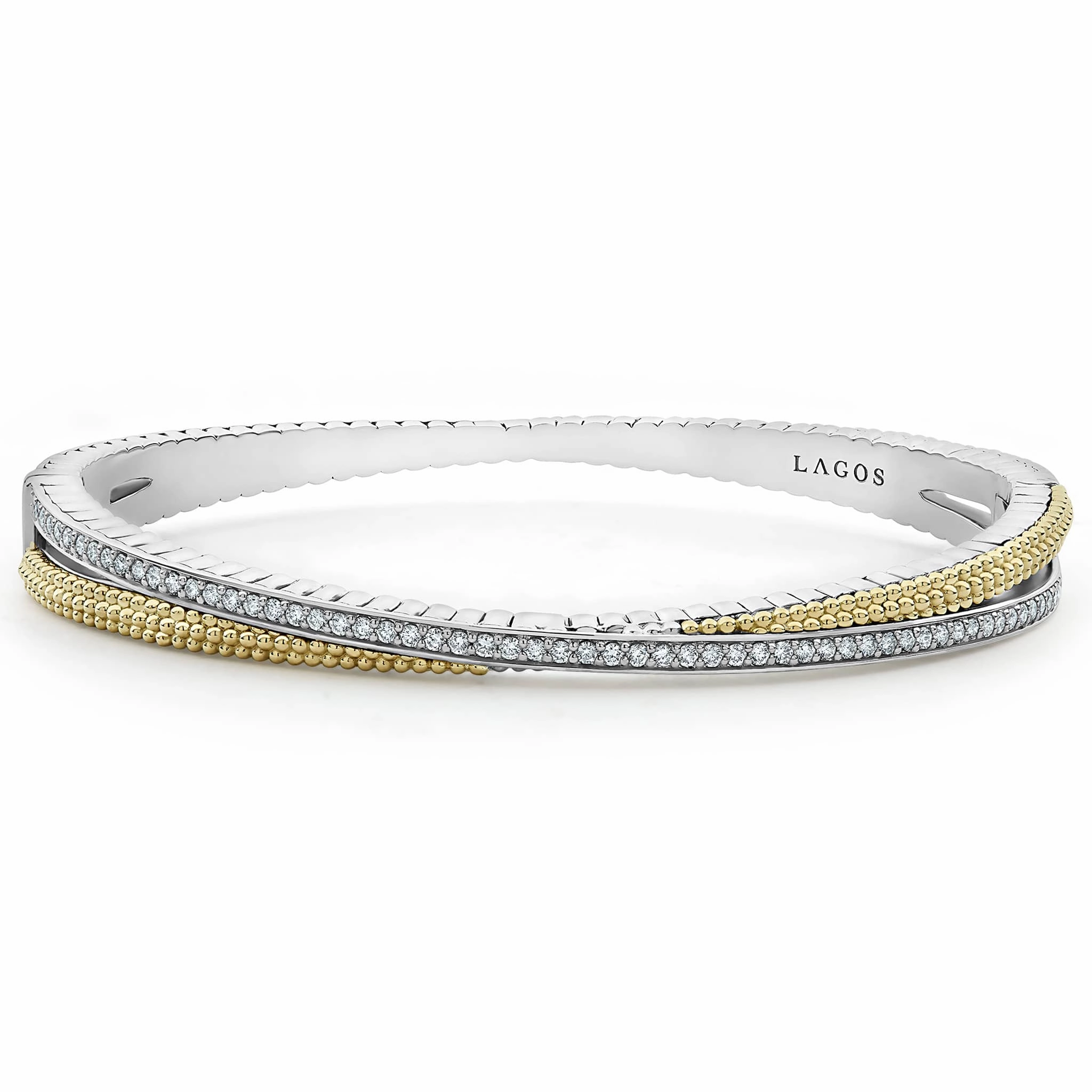 Caviar Lux 18K Gold Caviar and Diamond Bangle