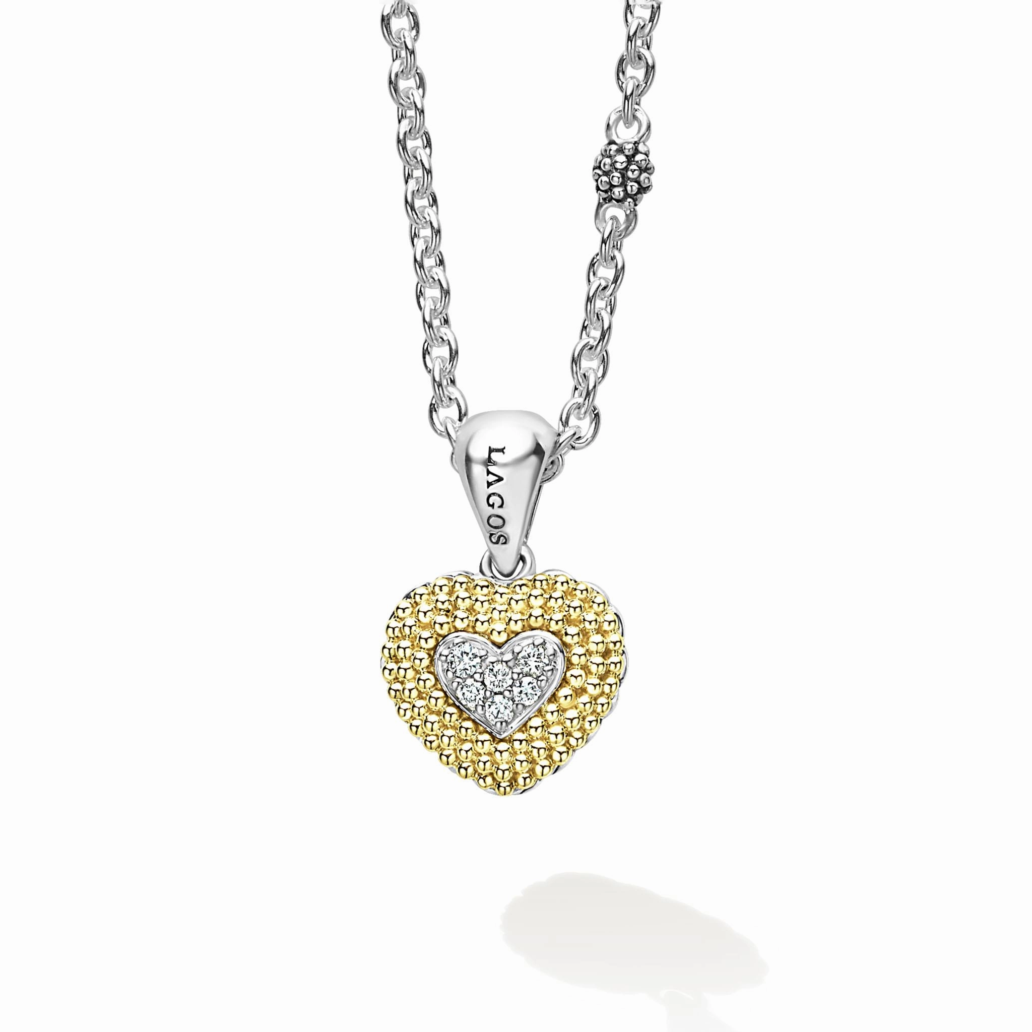 Caviar Lux Diamond Heart Necklace