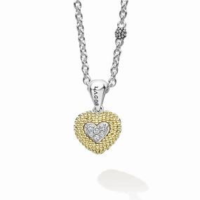 Caviar Lux Diamond Heart Necklace