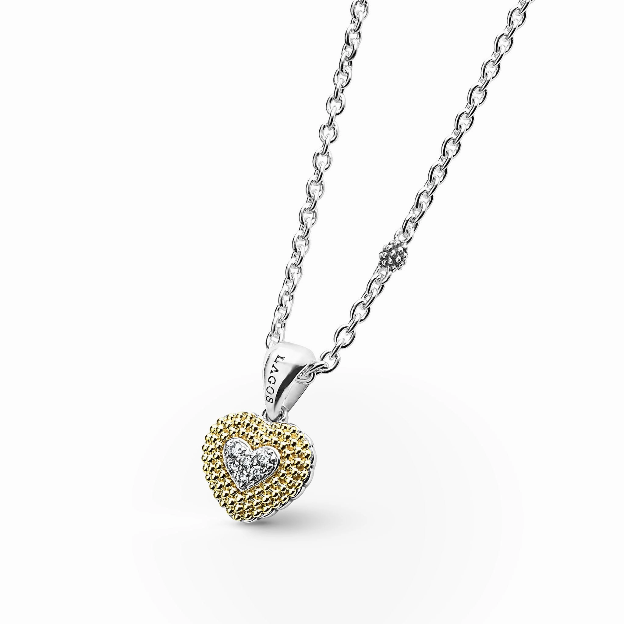 Caviar Lux Diamond Heart Necklace