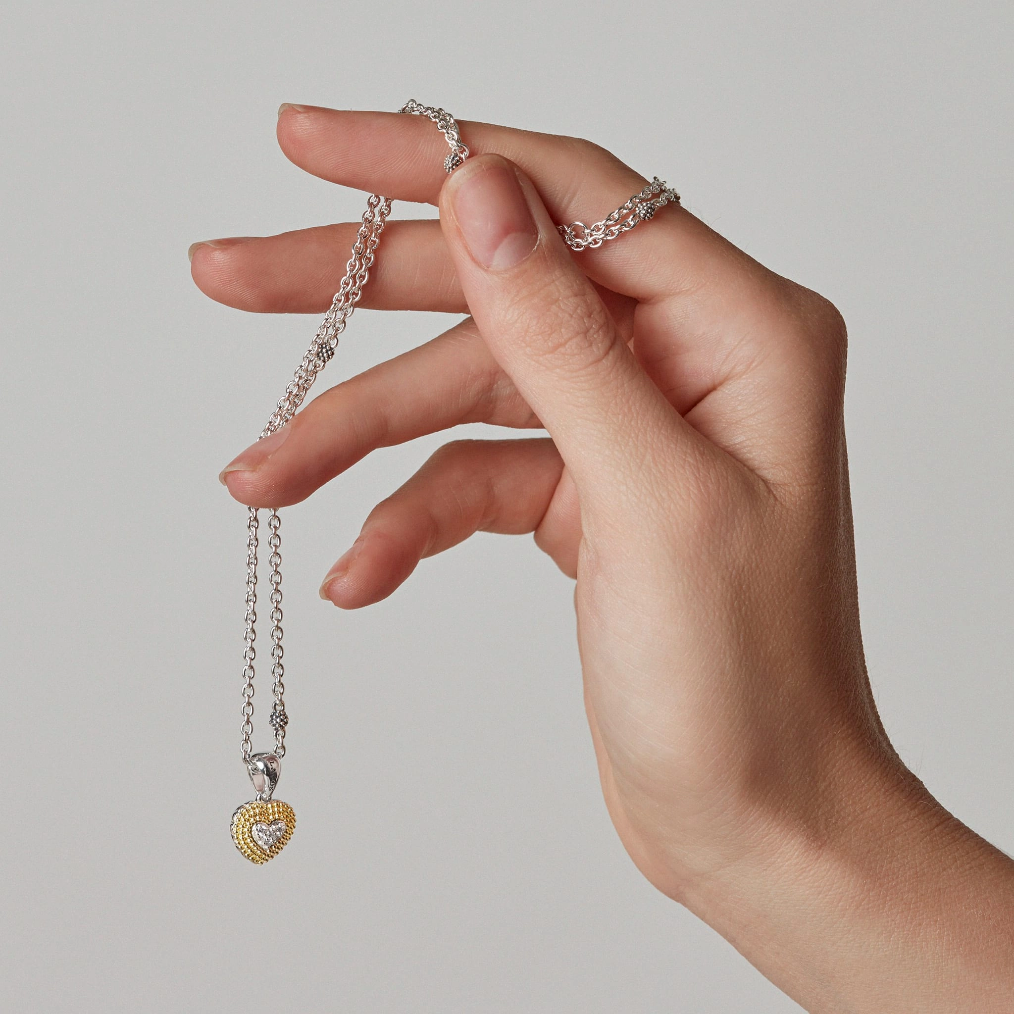 Caviar Lux Diamond Heart Necklace