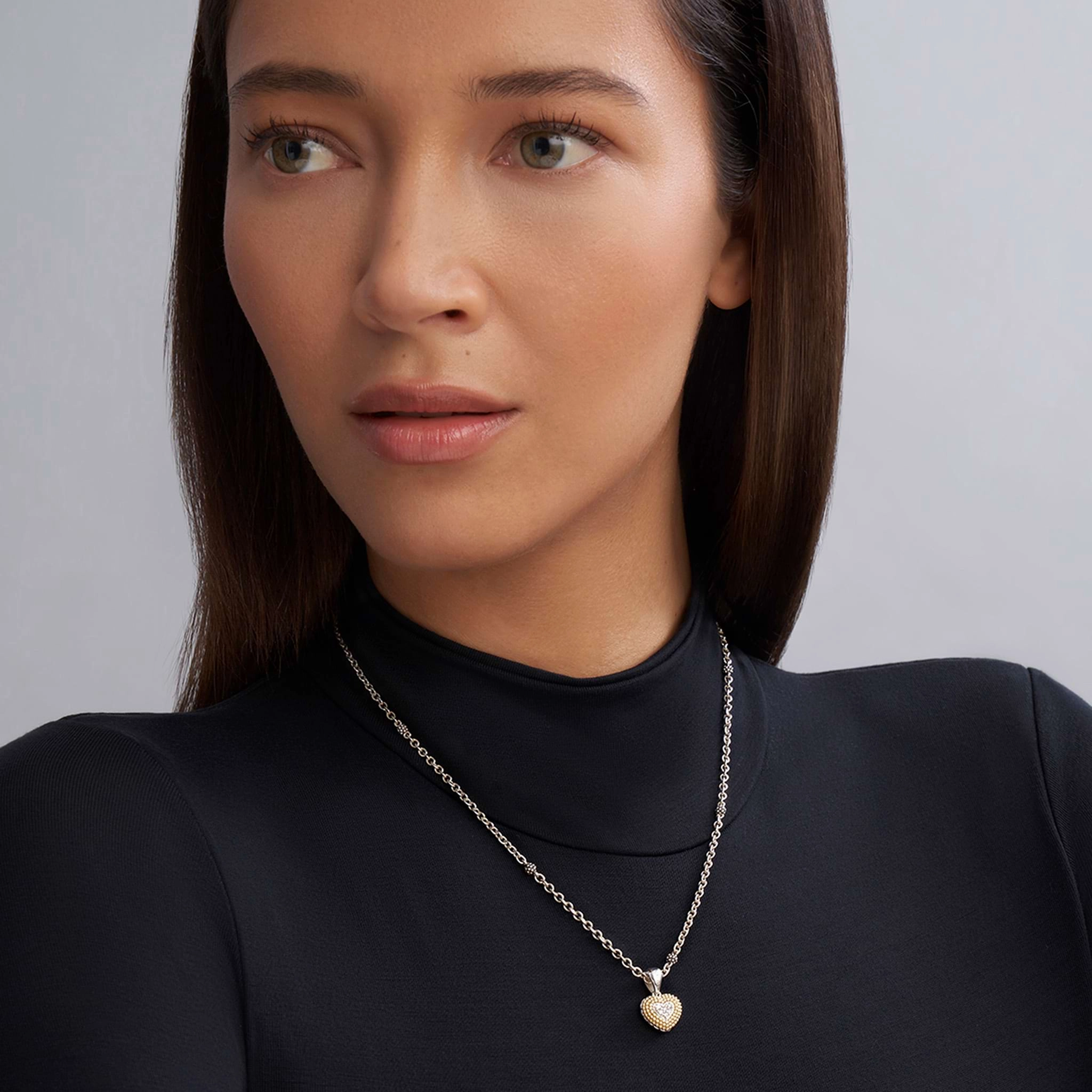 Caviar Lux Diamond Heart Necklace