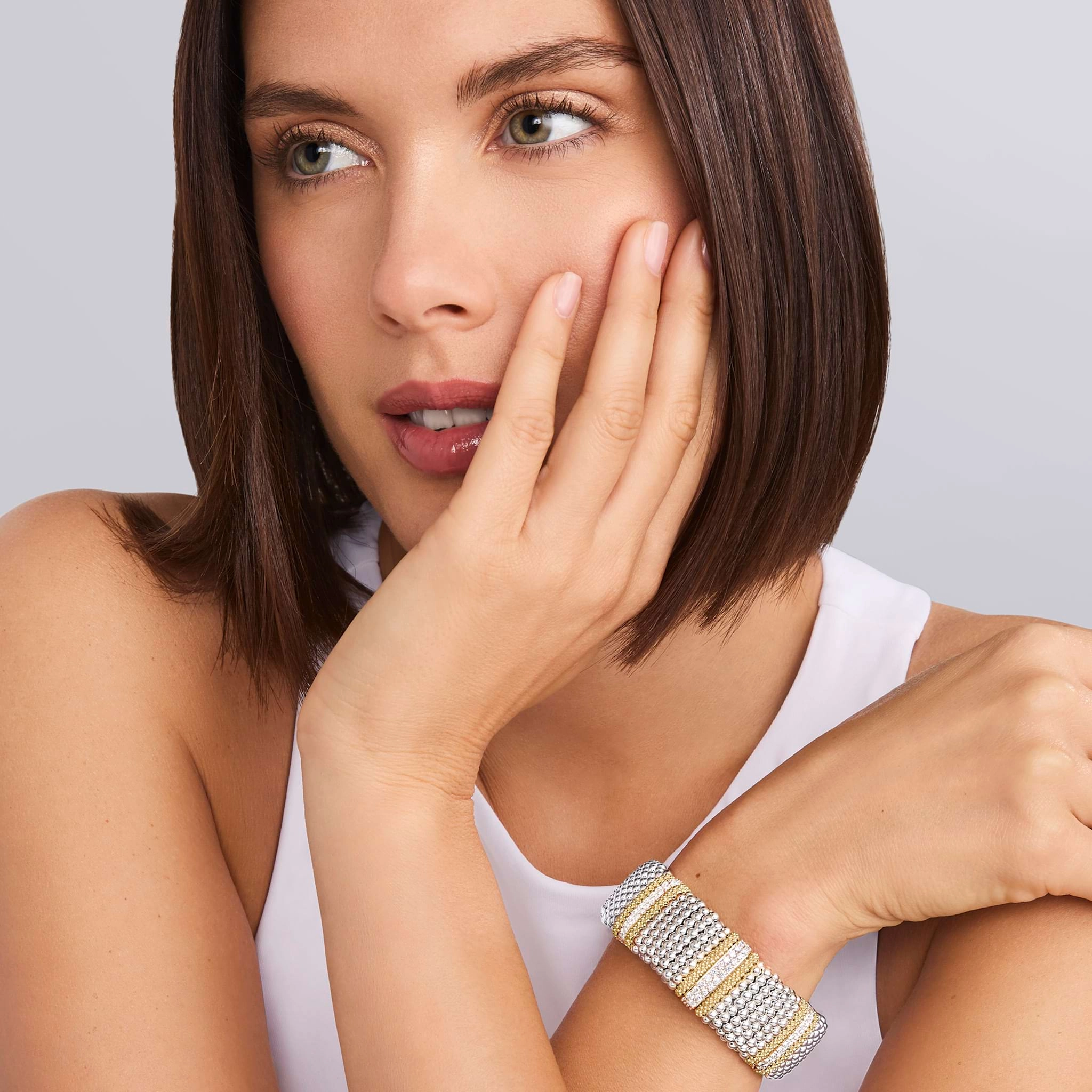 Caviar Lux Five Station Diamond Caviar Bracelet | 23mm