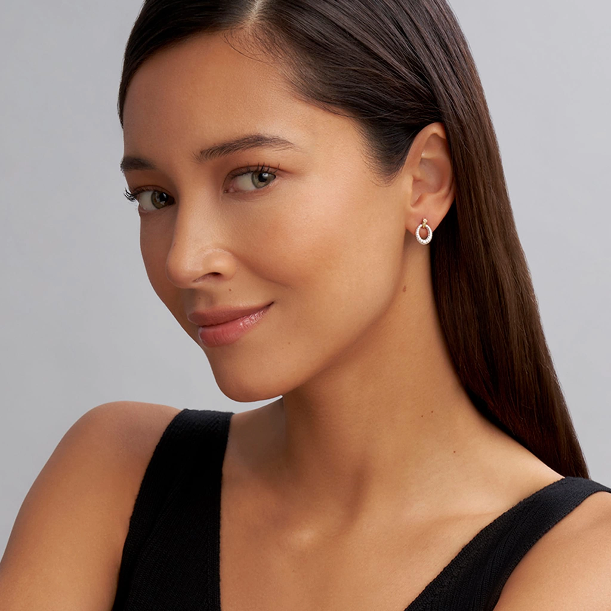 Caviar Lux Oval Diamond Stud Earrings