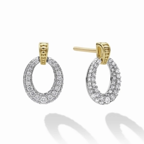 Caviar Lux Oval Diamond Stud Earrings