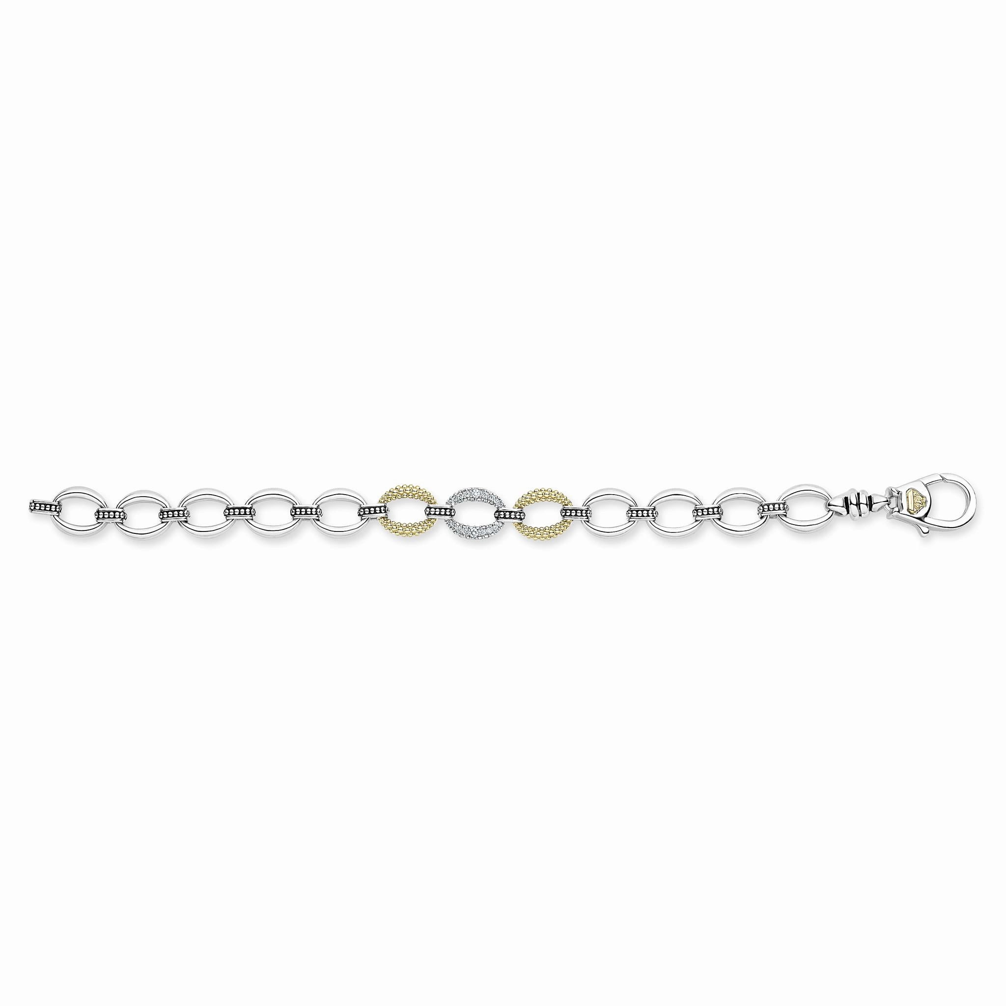 Caviar Lux Single Station Diamond Link Bracelet