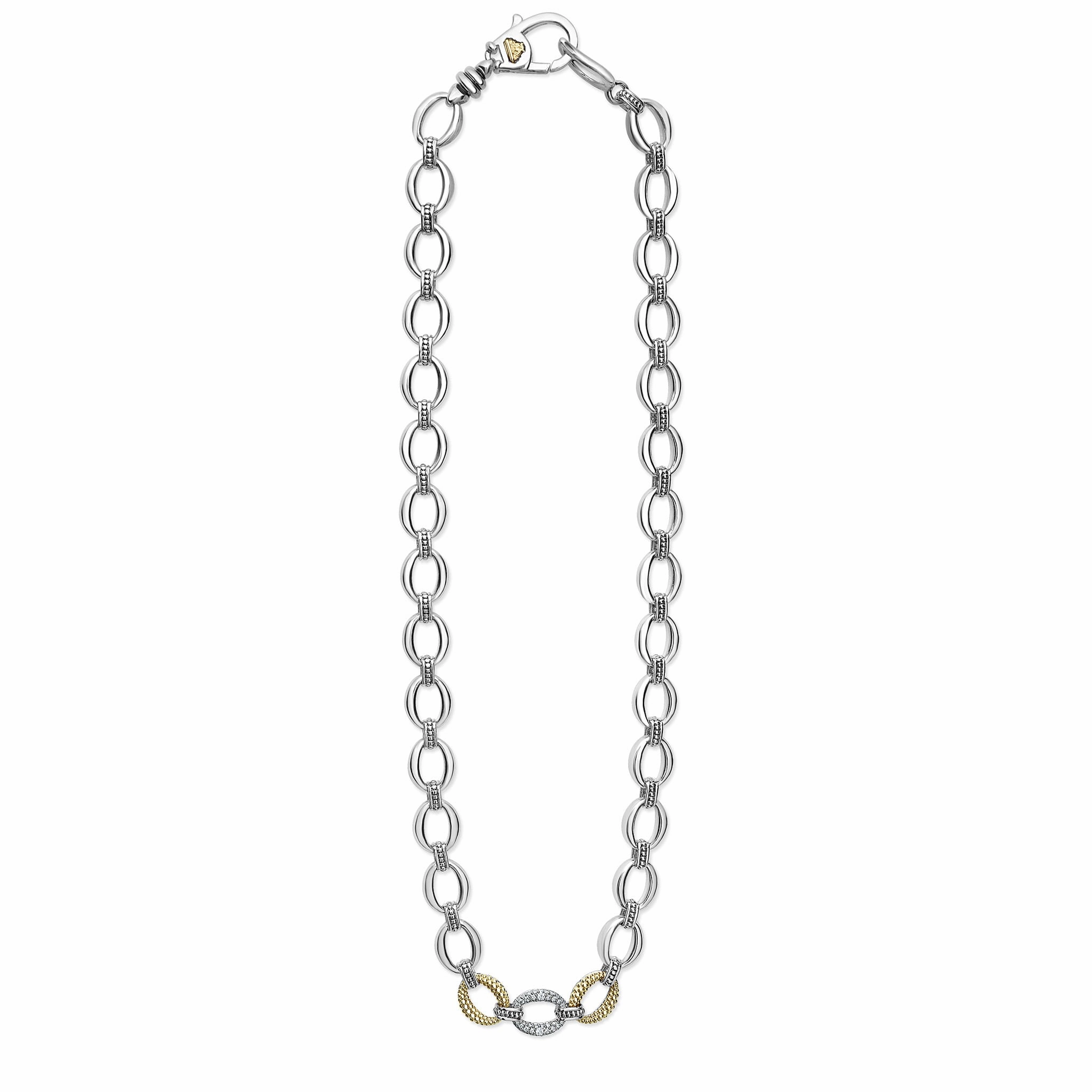 Caviar Lux Single Station Diamond Link Necklace