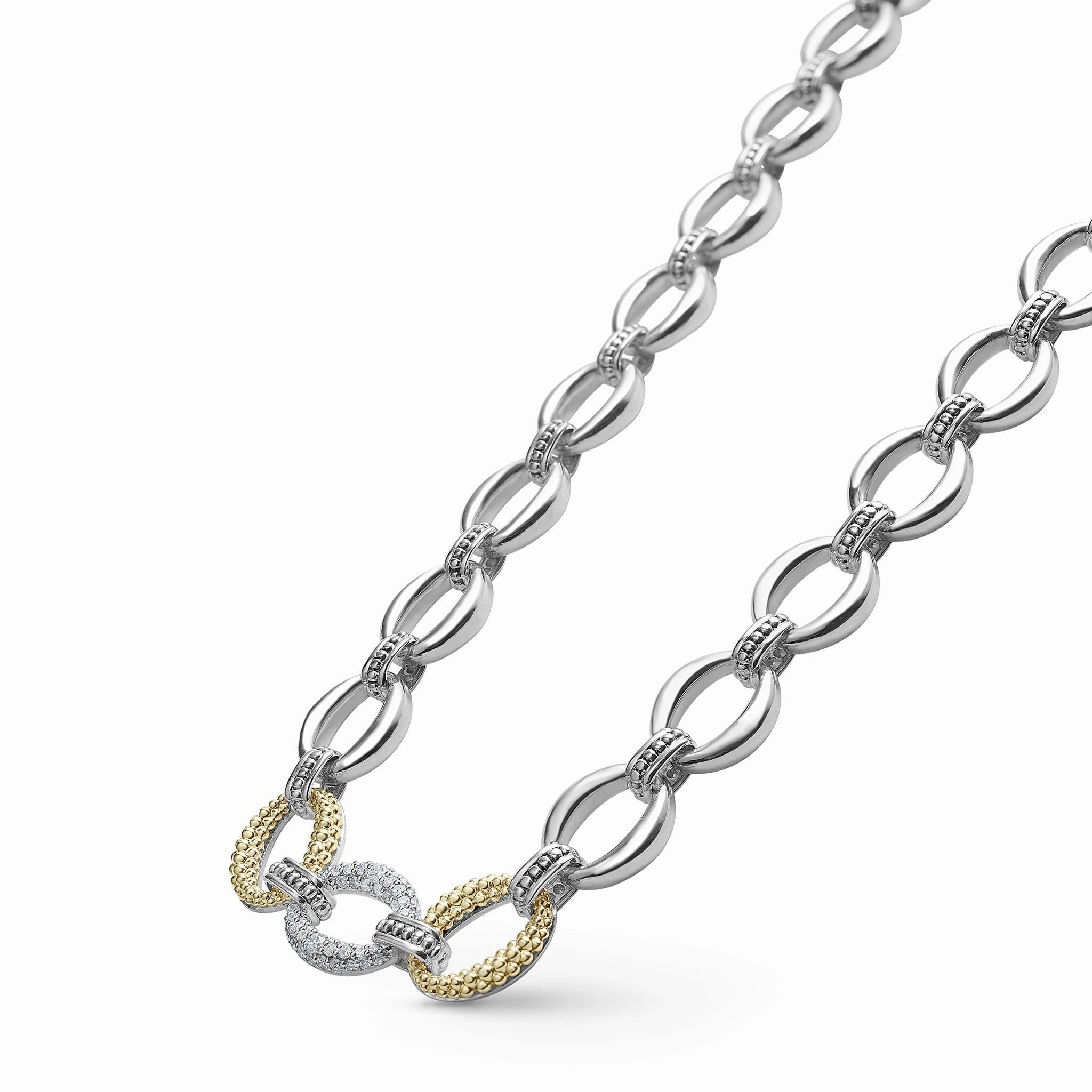 Caviar Lux Single Station Diamond Link Necklace
