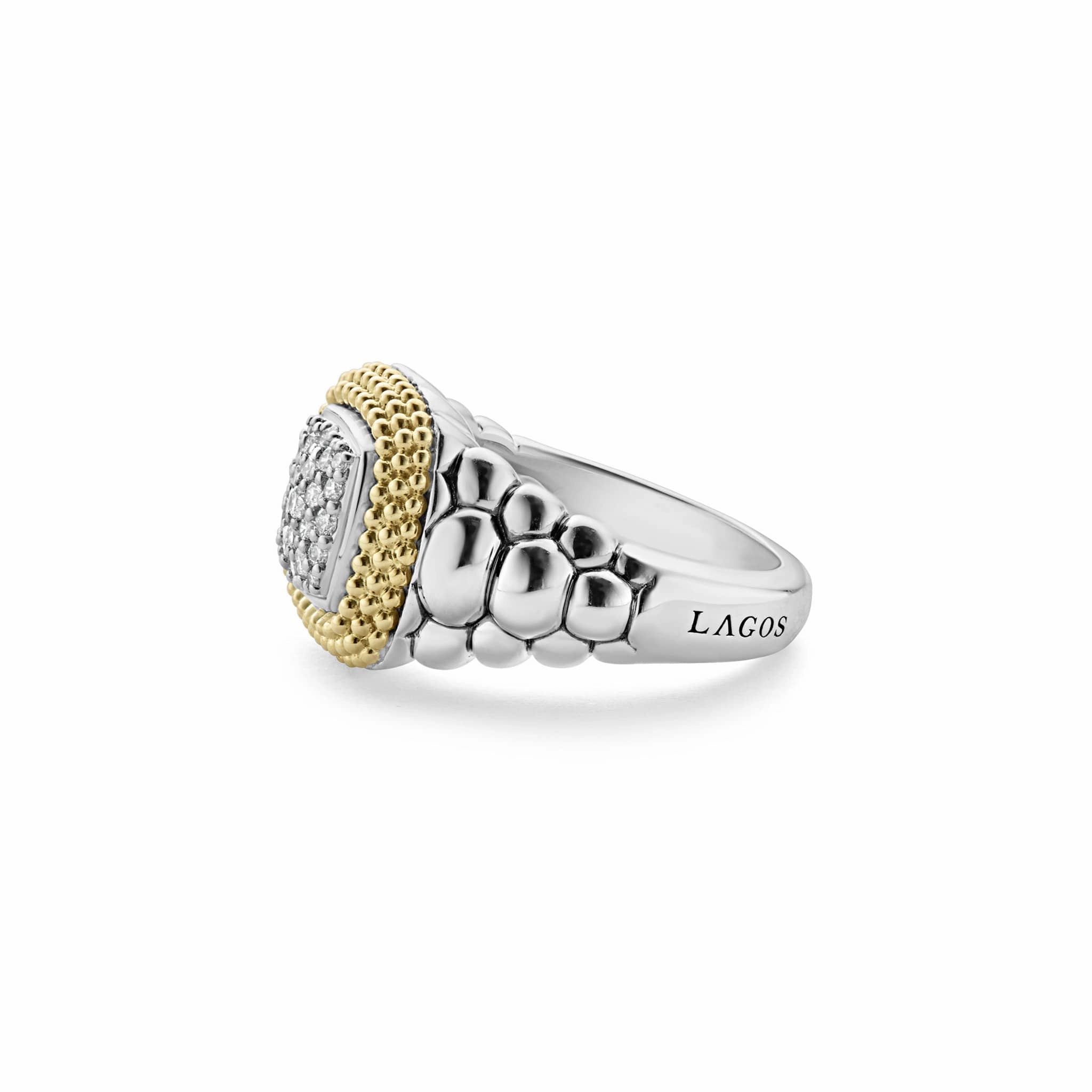 Caviar Lux Square Diamond Statement Ring
