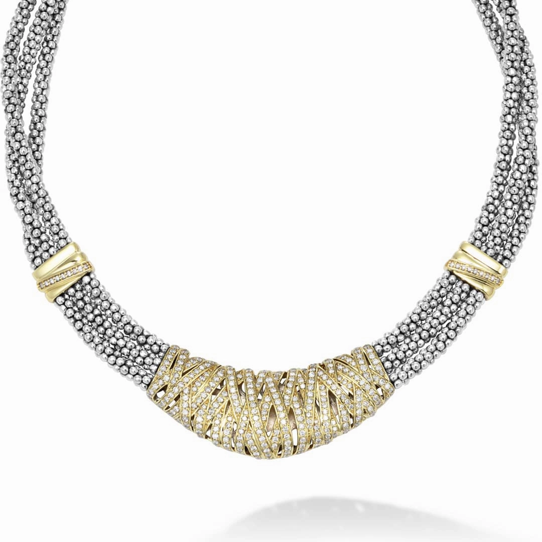 Caviar Lux Statement Two-Tone Caviar Diamond Necklace