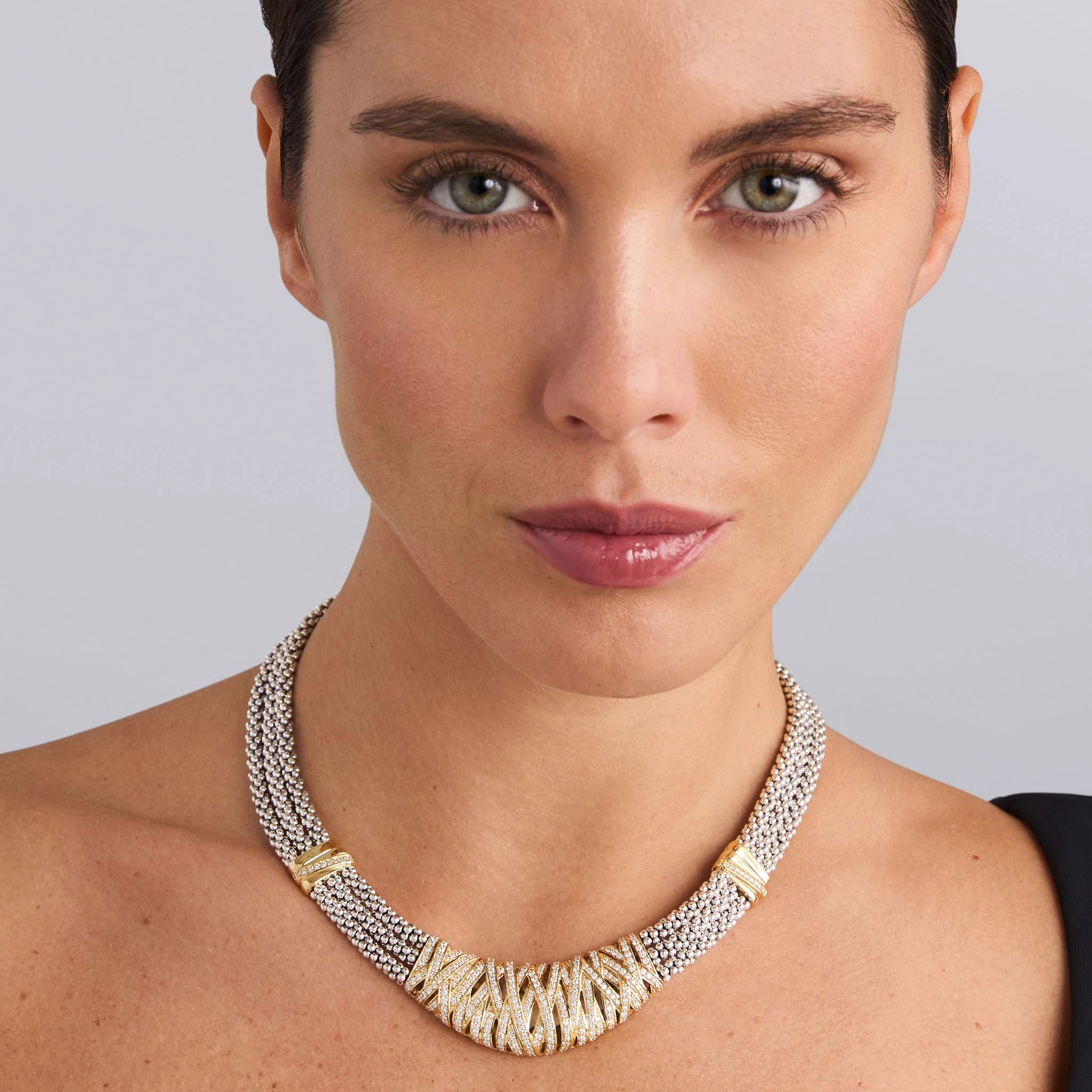 Caviar Lux Statement Two-Tone Caviar Diamond Necklace