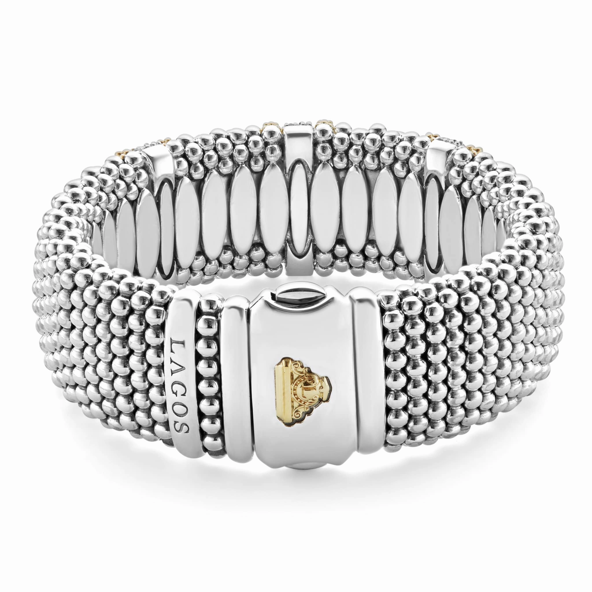 Caviar Lux Three Station Diamond Caviar Bracelet | 23mm