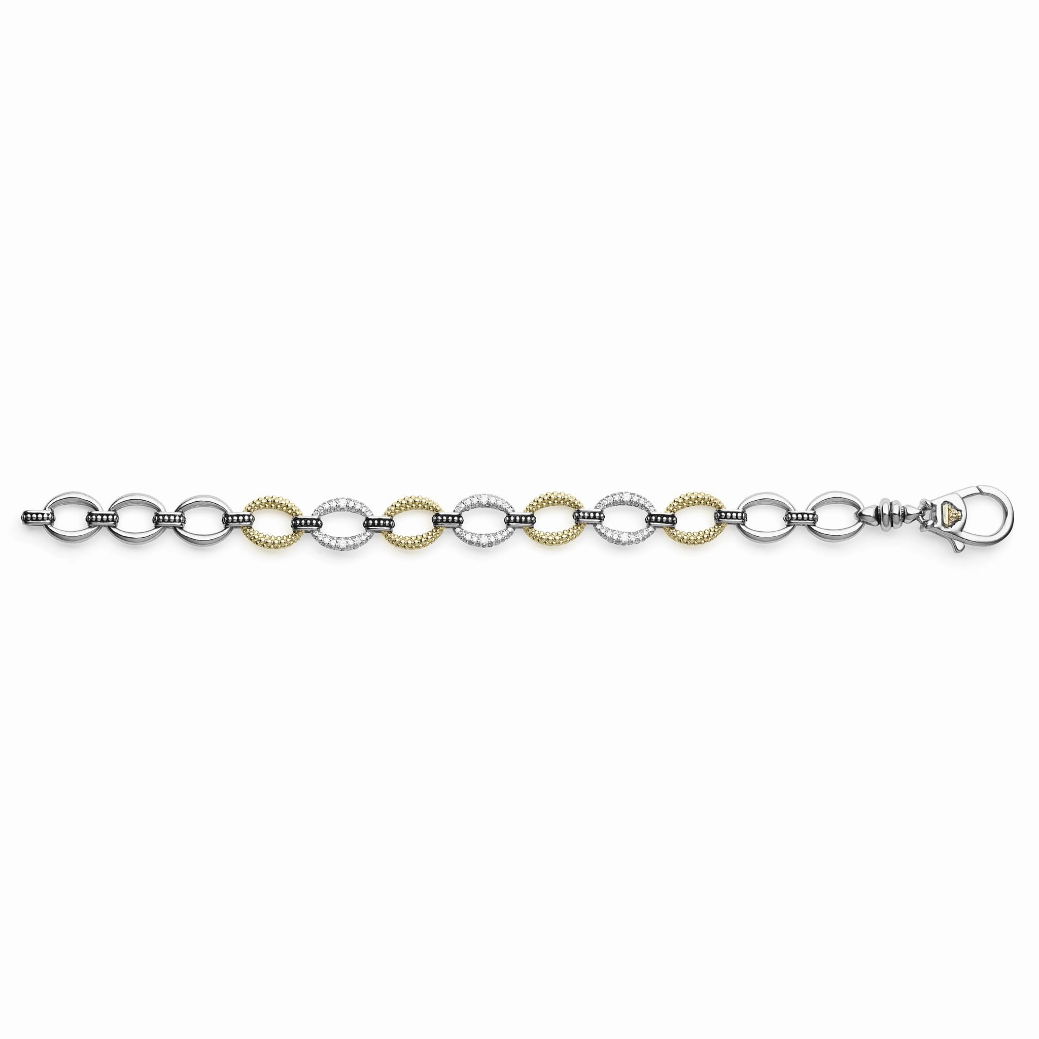Caviar Lux Three Station Diamond Link Bracelet