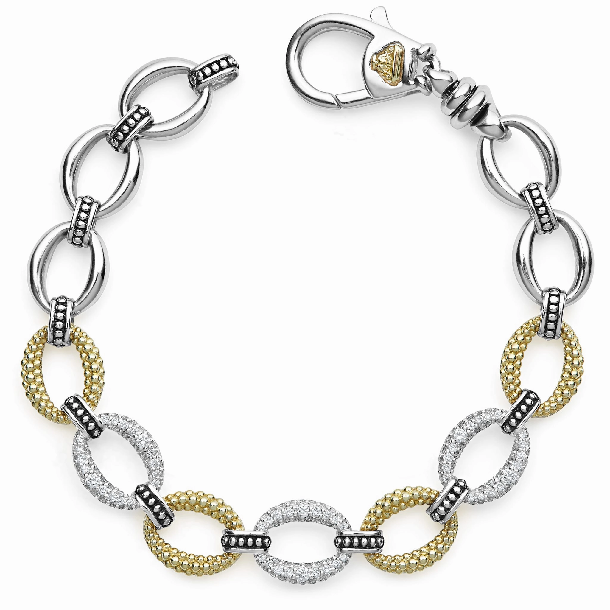 Caviar Lux Three Station Diamond Link Bracelet