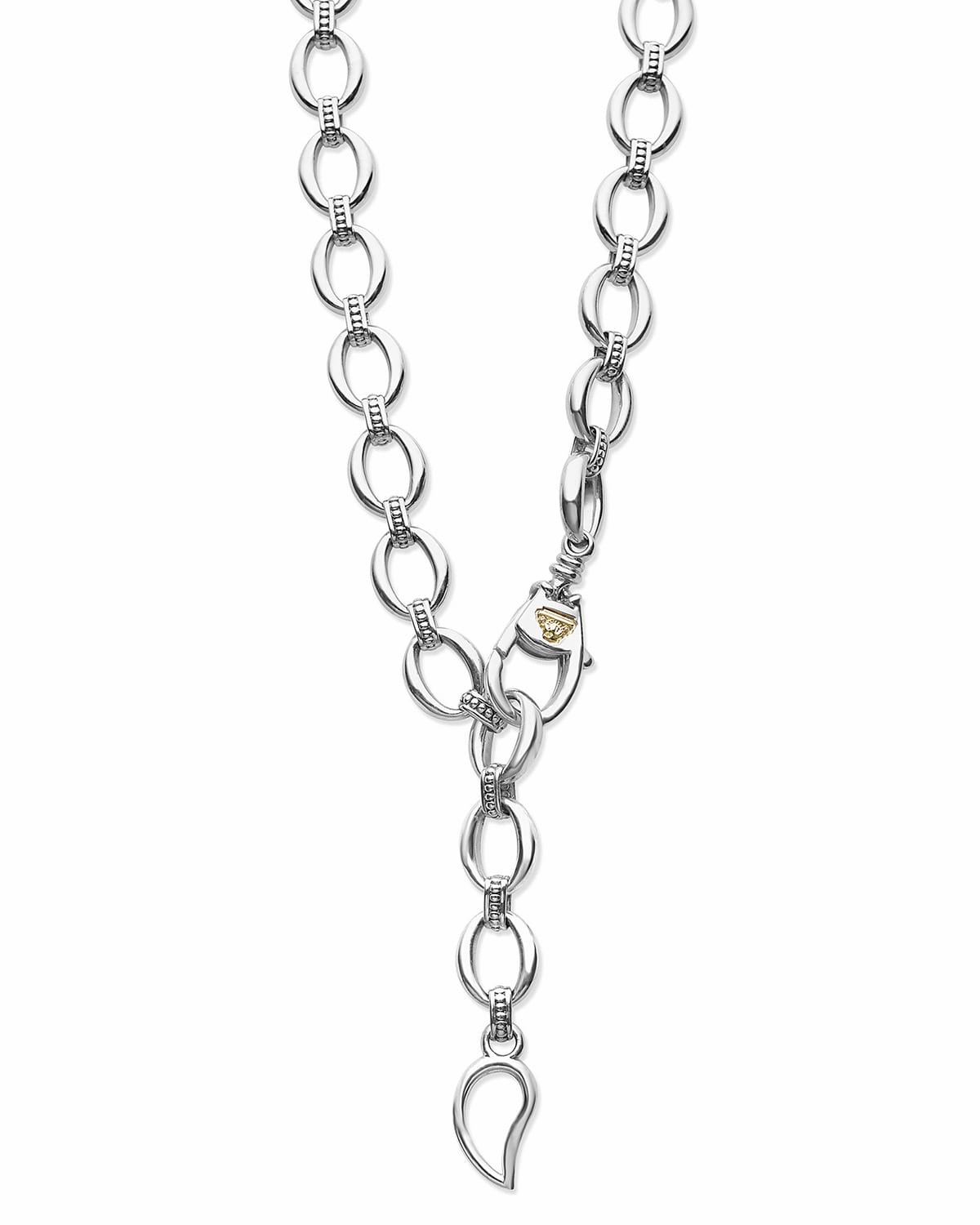 Caviar Lux Three Station Diamond Link Necklace