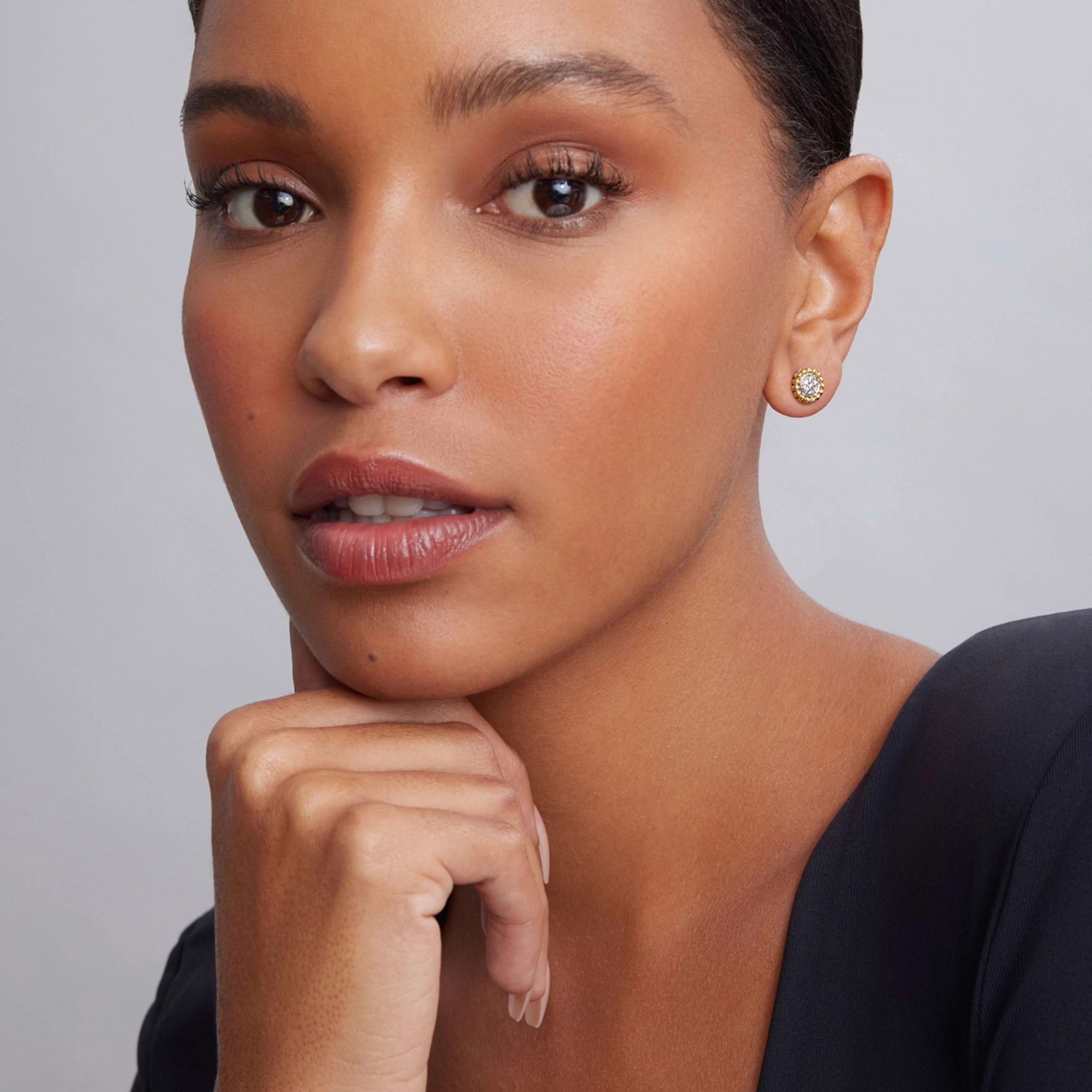 Caviar Lux Two-Tone Caviar Diamond Stud Earrings