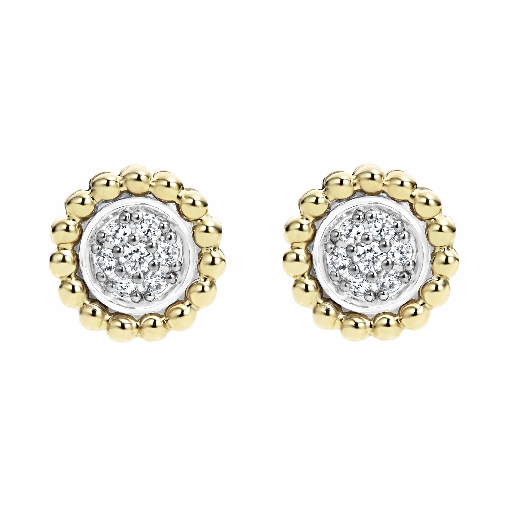 Caviar Lux Two-Tone Caviar Diamond Stud Earrings