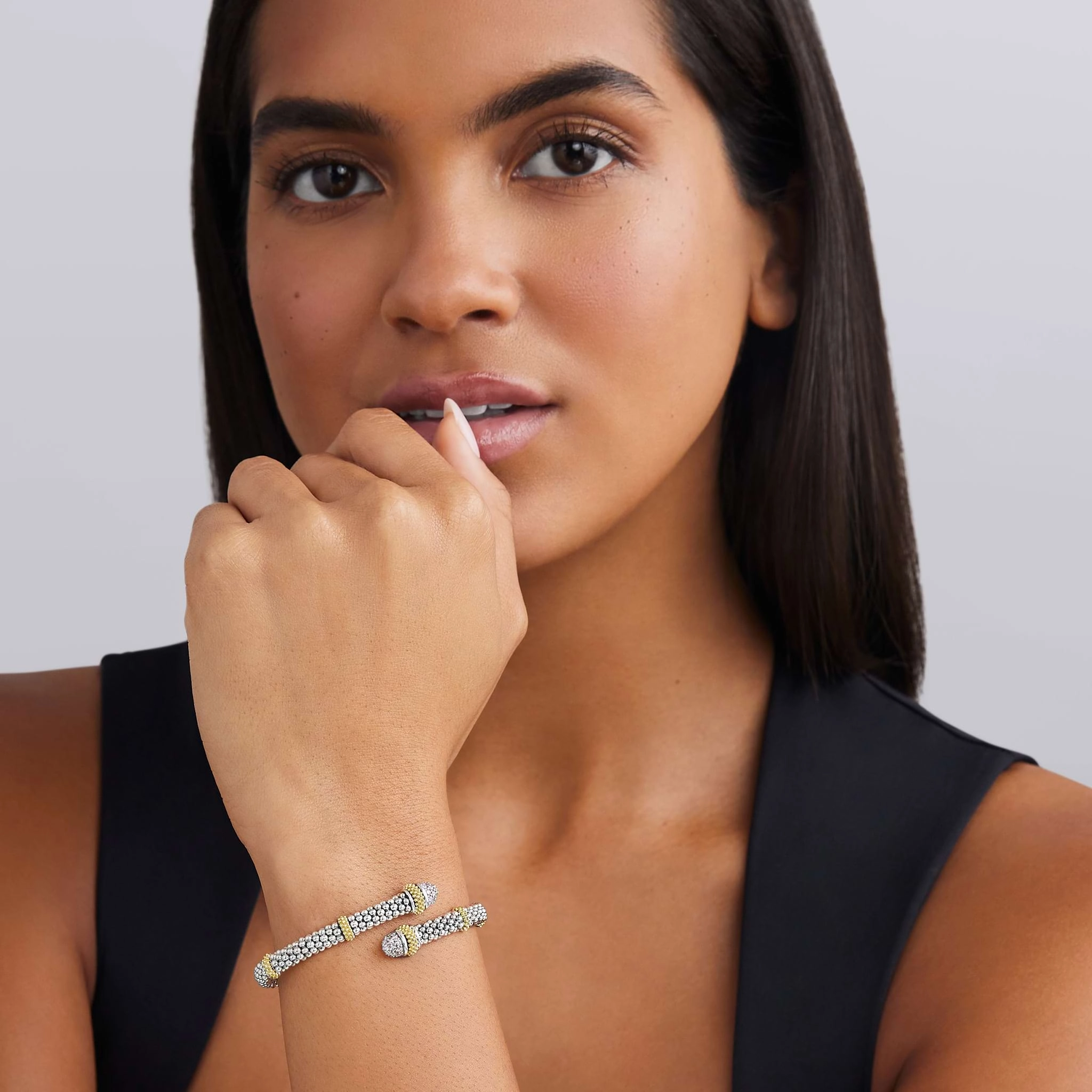 Caviar Lux Two-Tone Caviar Diamond Versa Bypass Bracelet