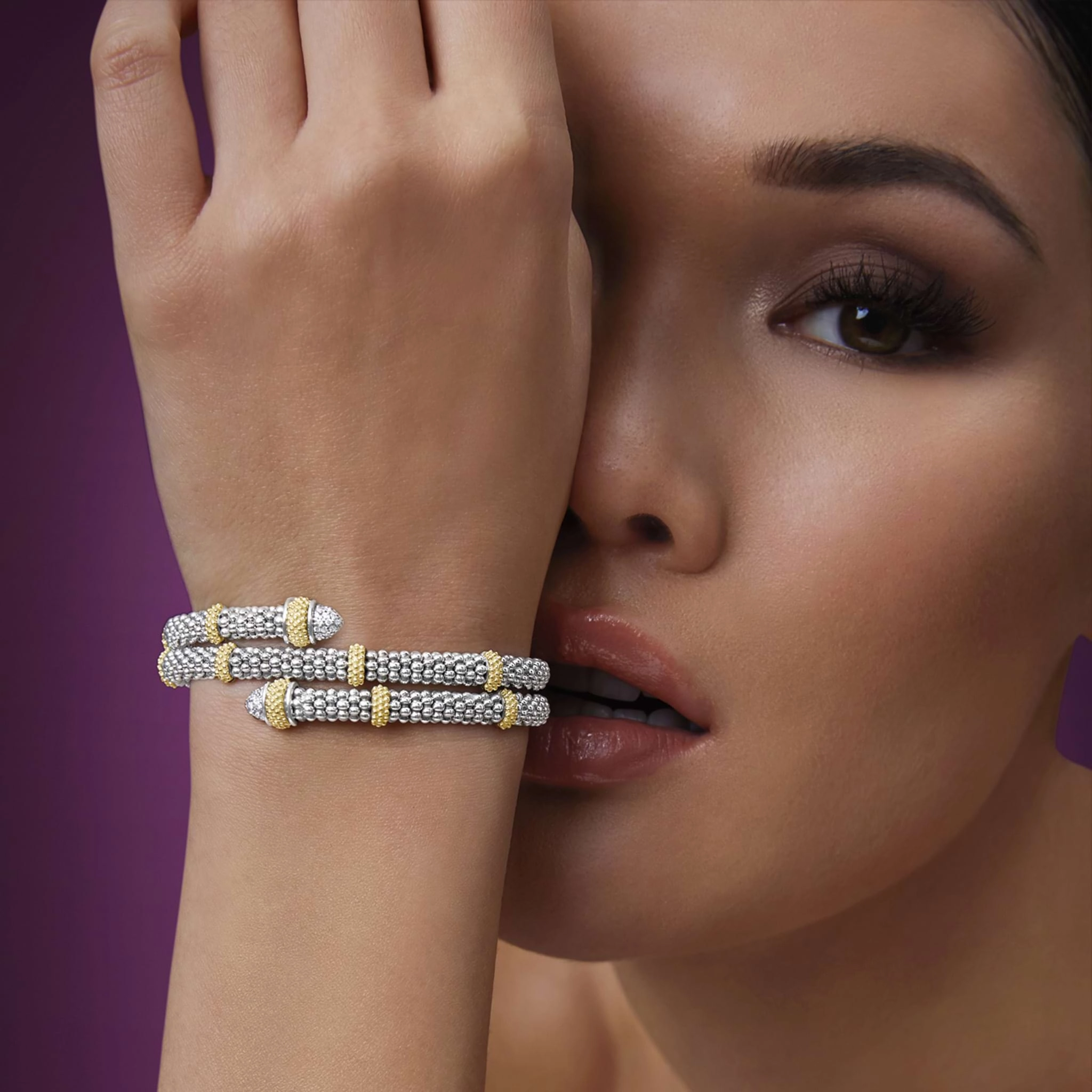 Caviar Lux Two-Tone Caviar Diamond Versa Wrap Bracelet