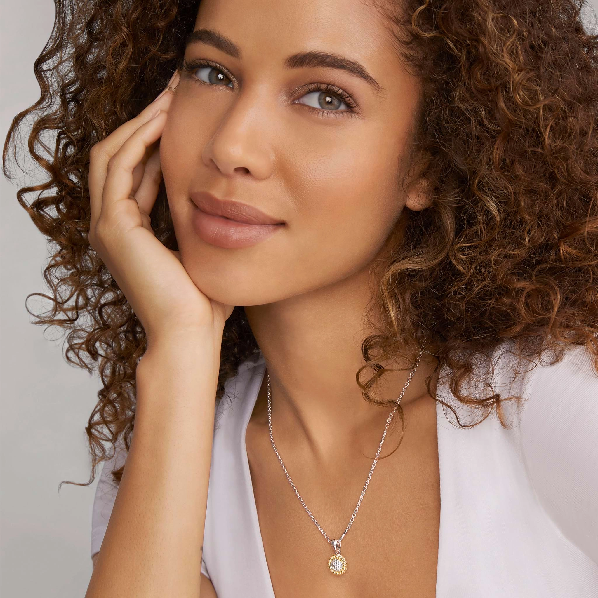 Caviar Lux Two-Tone Diamond Pendant Necklace