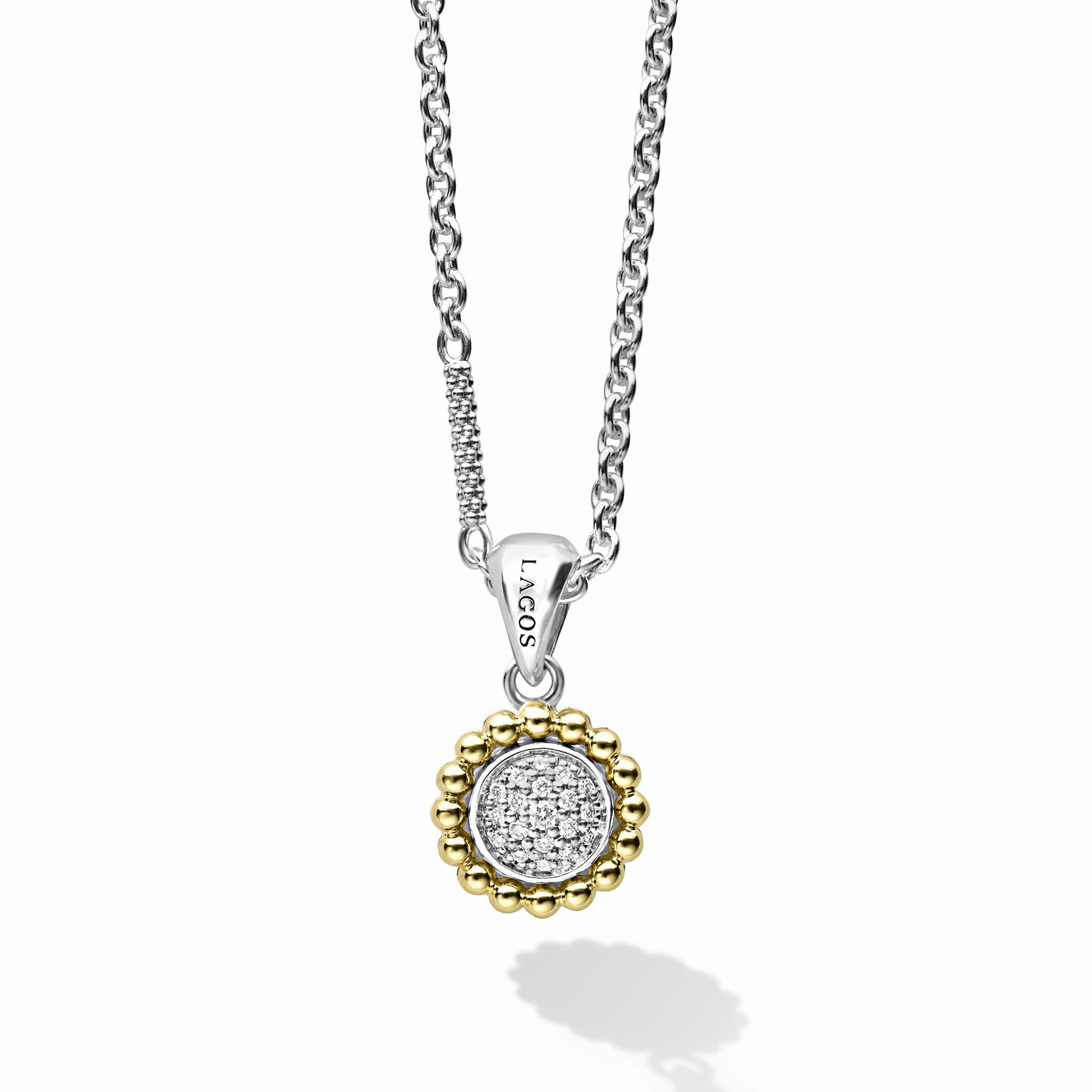 Caviar Lux Two-Tone Diamond Pendant Necklace