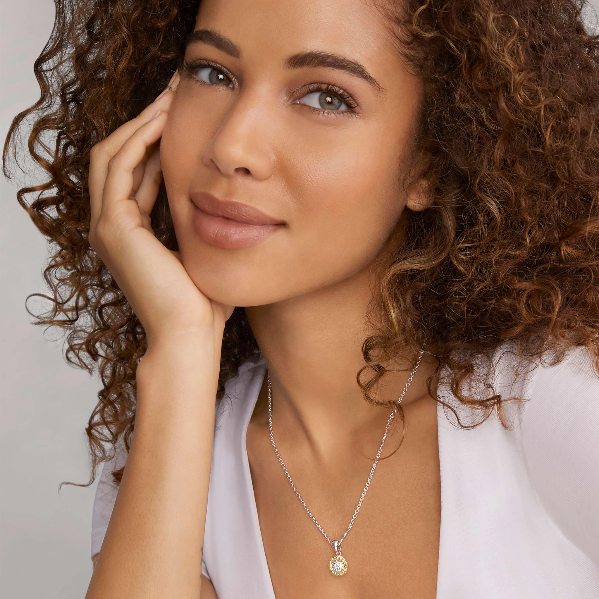 Caviar Lux Two-Tone Diamond Pendant Necklace